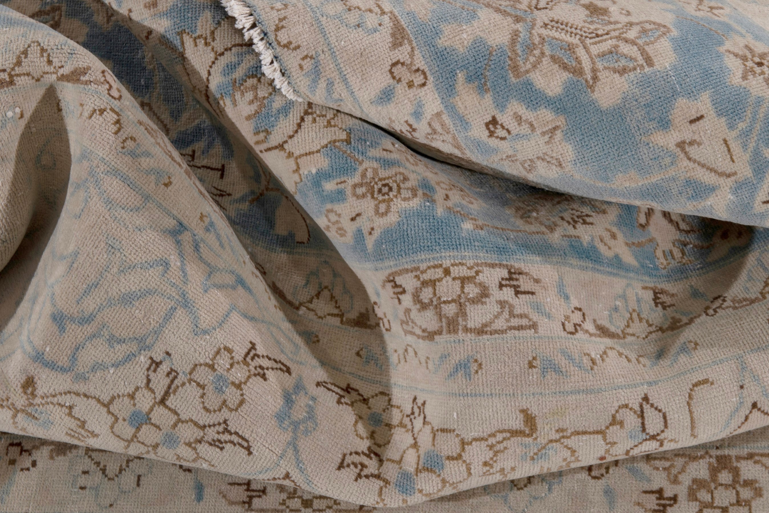 Persian Najafabad oversized rug in cream and slate blue, view 16 of 19