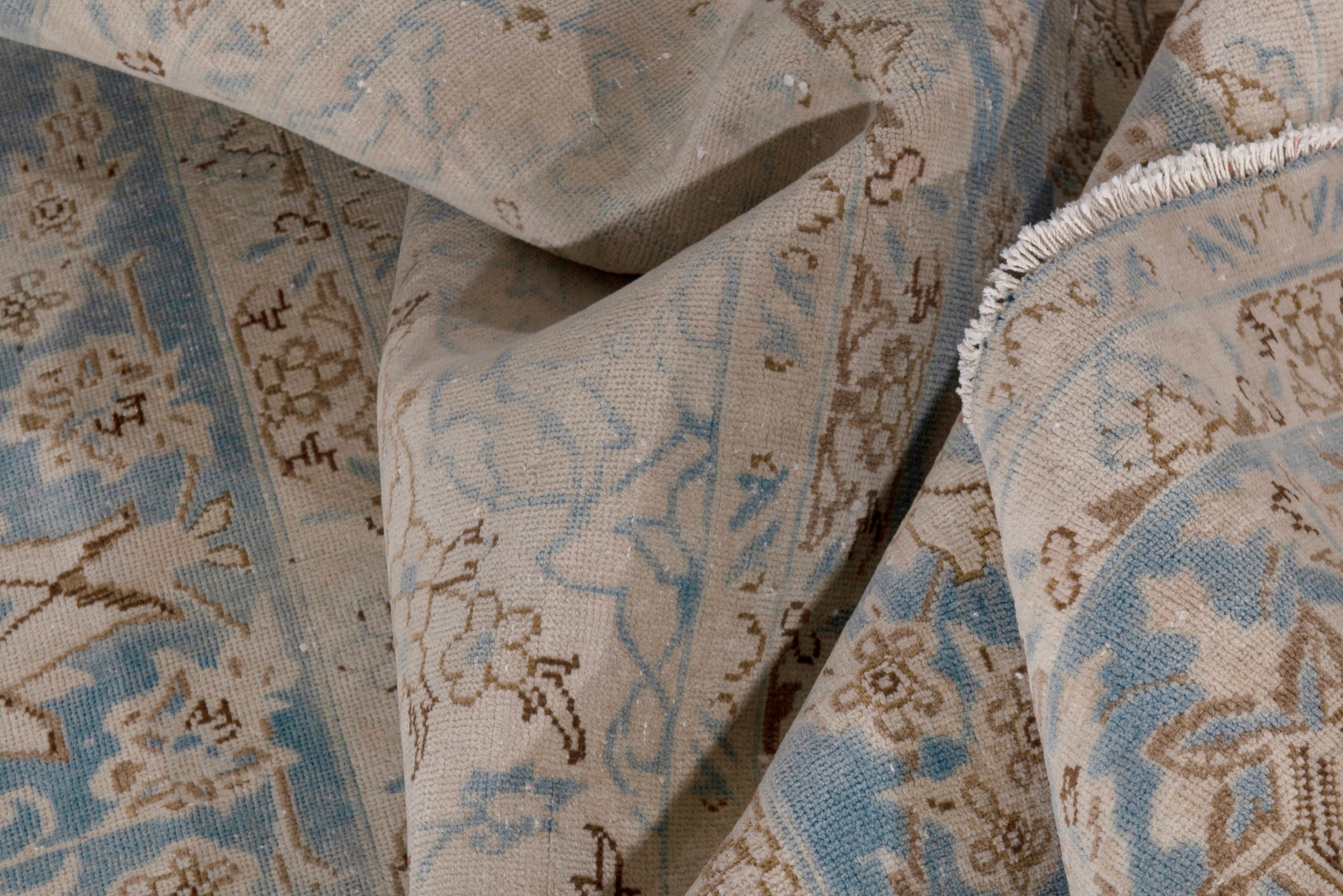 Persian Najafabad oversized rug in cream and slate blue, view 17 of 19