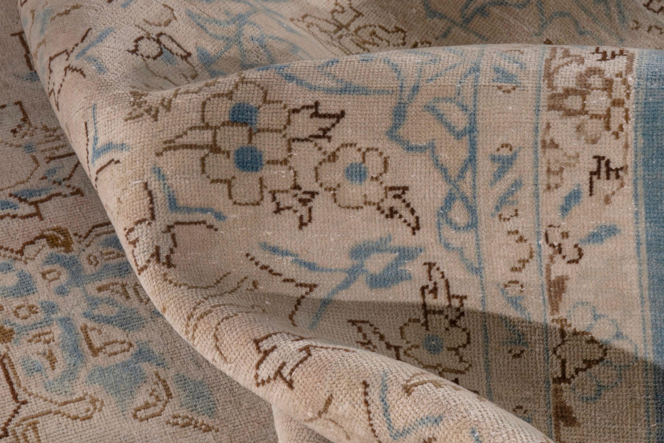 Persian Najafabad oversized rug in cream and slate blue, view 18 of 19
