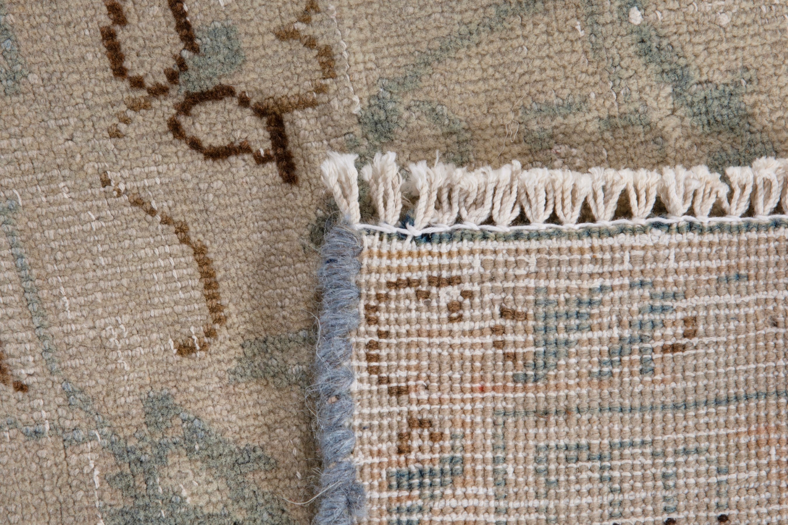 Persian Najafabad oversized rug in cream and slate blue, view 19 of 19