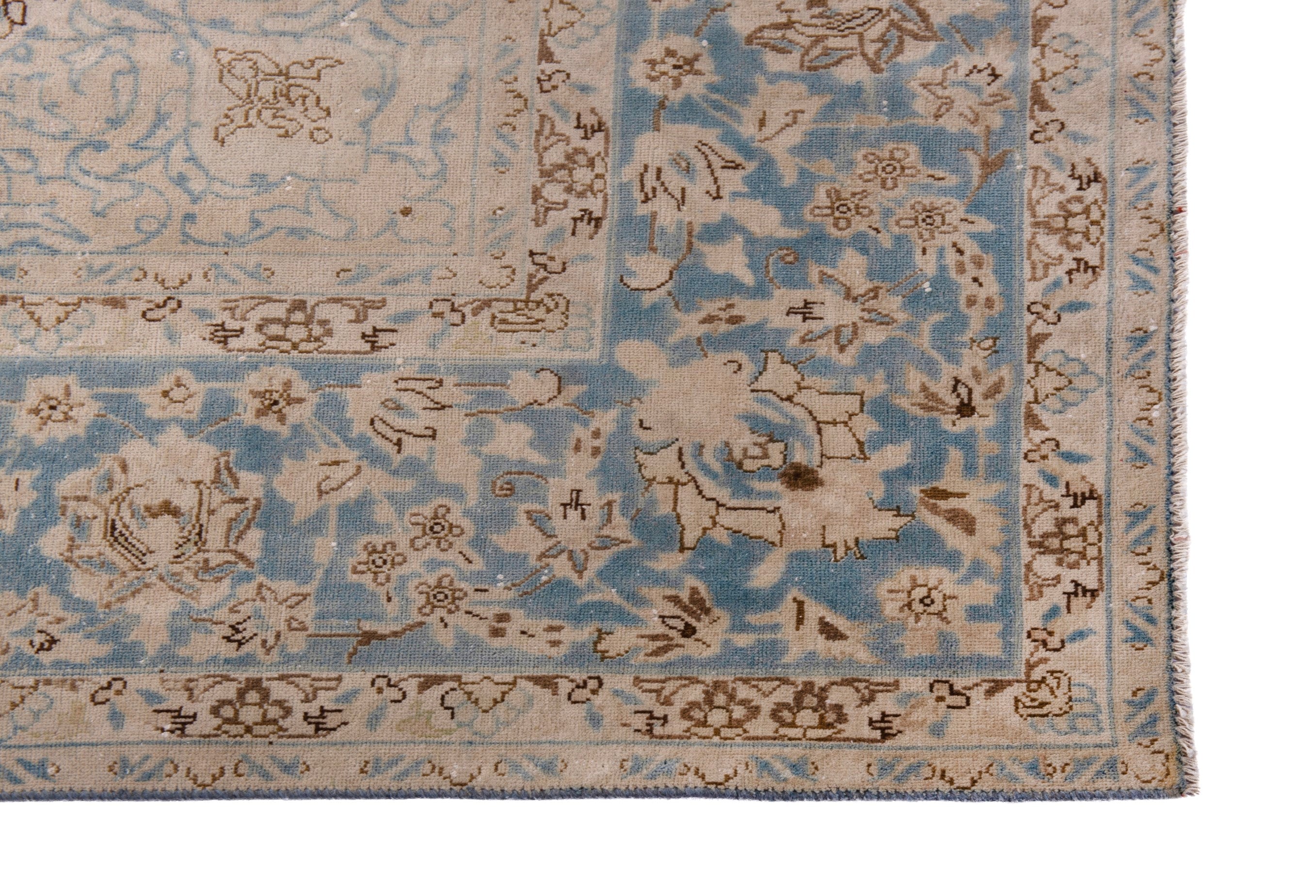Persian Najafabad oversized rug in cream and slate blue, view 5 of 19
