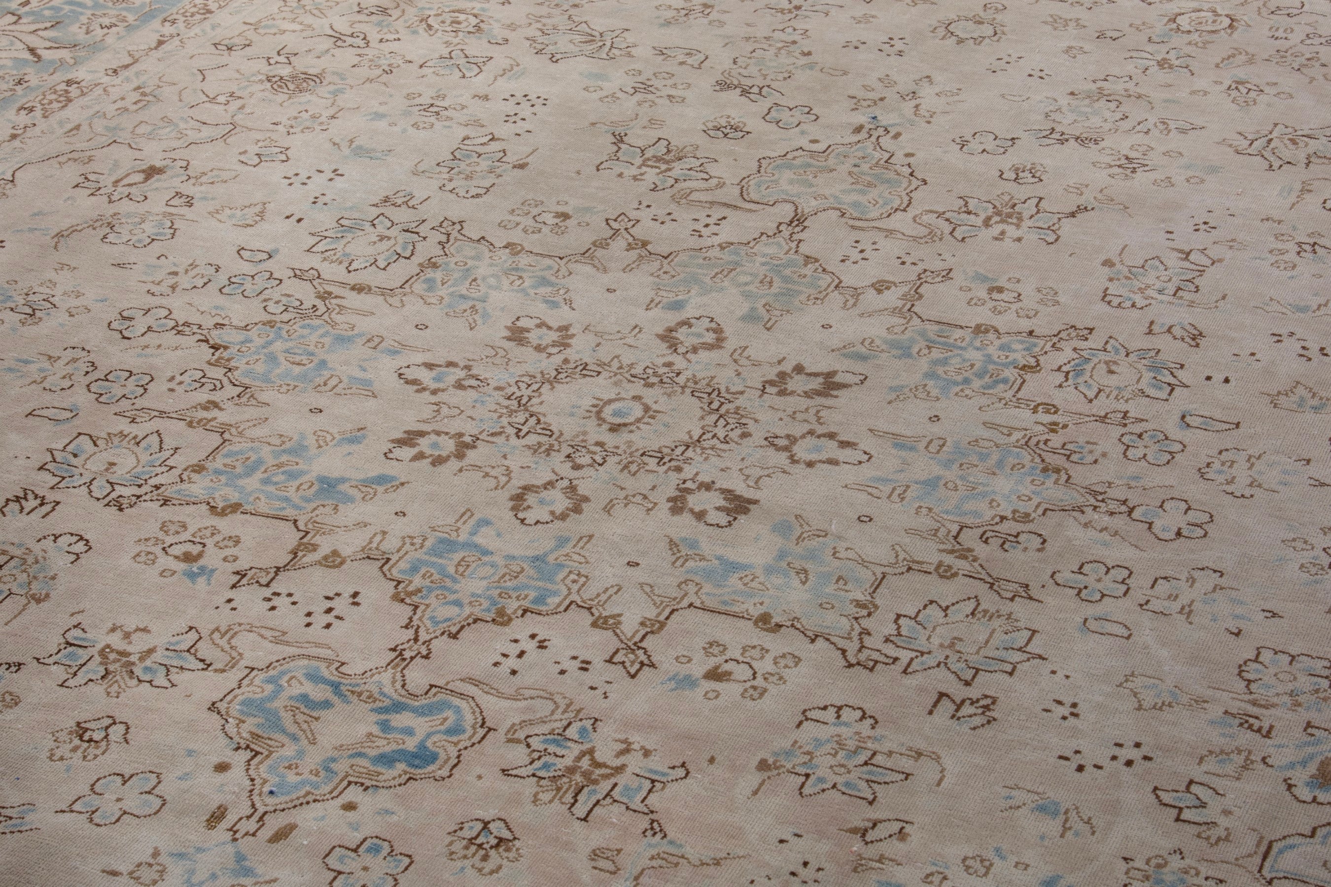 Persian Najafabad oversized rug in cream and slate blue, view 9 of 19