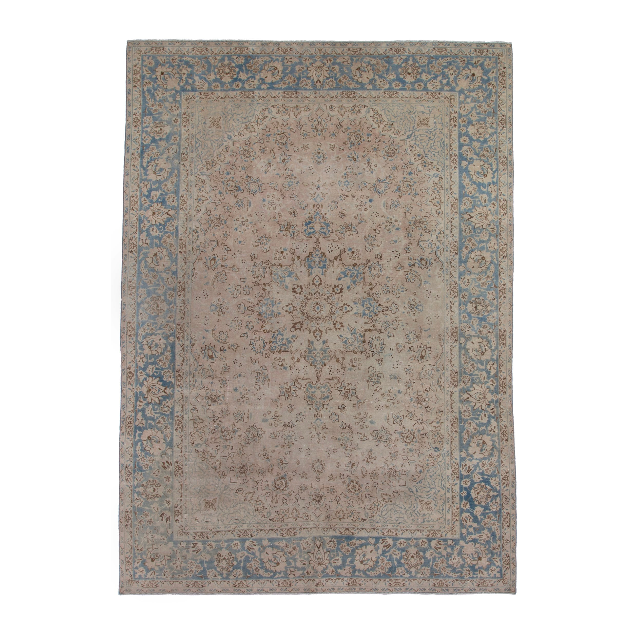 Persian Najafabad oversized rug in cream and slate blue, 9'5" x 13'4"