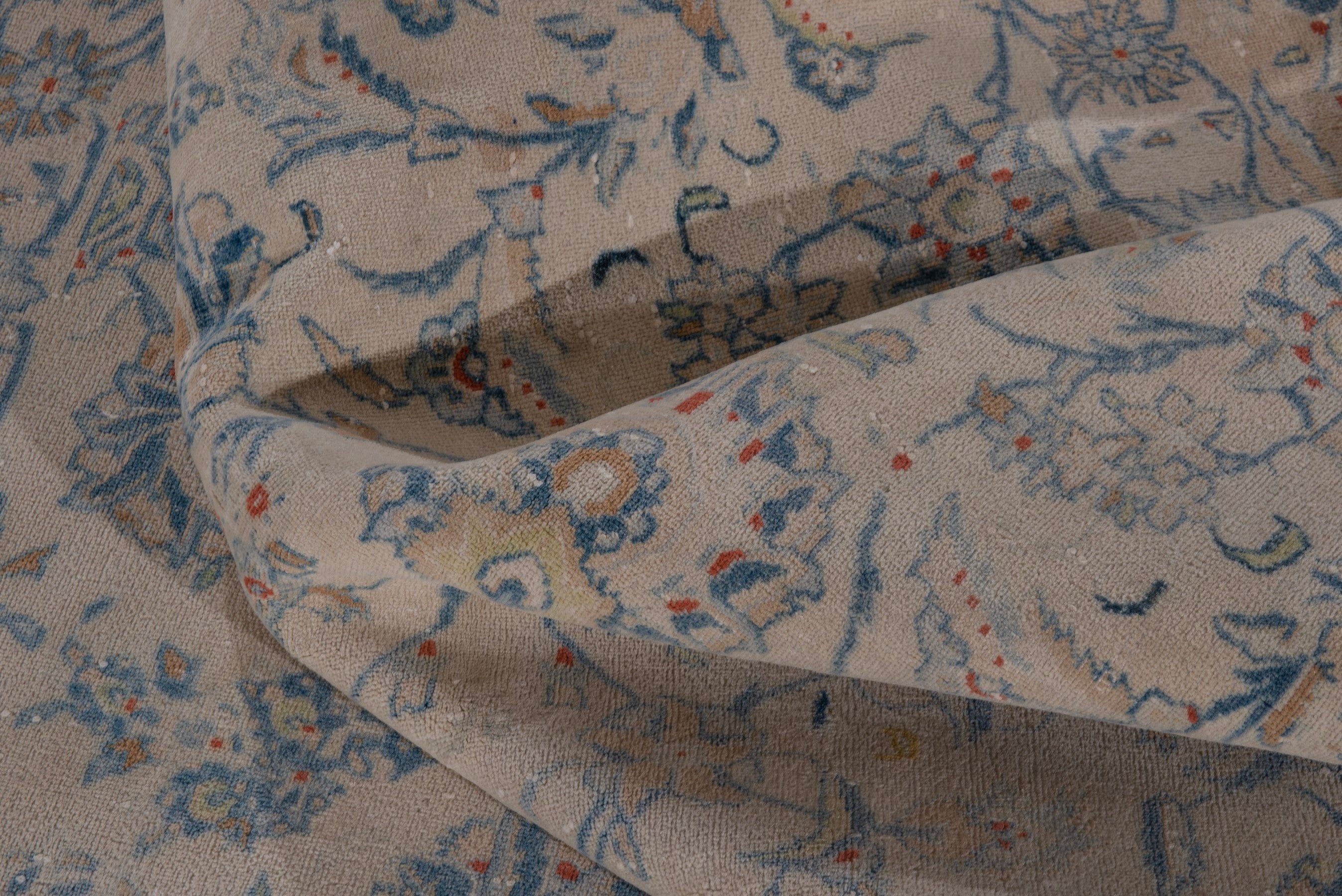 Persian Kashan oversized rug in taupe and greige, view 17 of 20