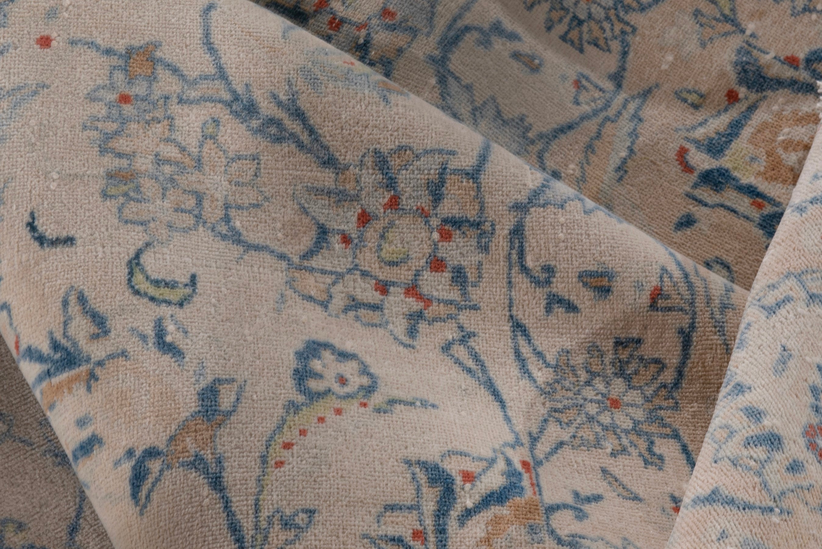 Persian Kashan oversized rug in taupe and greige, view 19 of 20