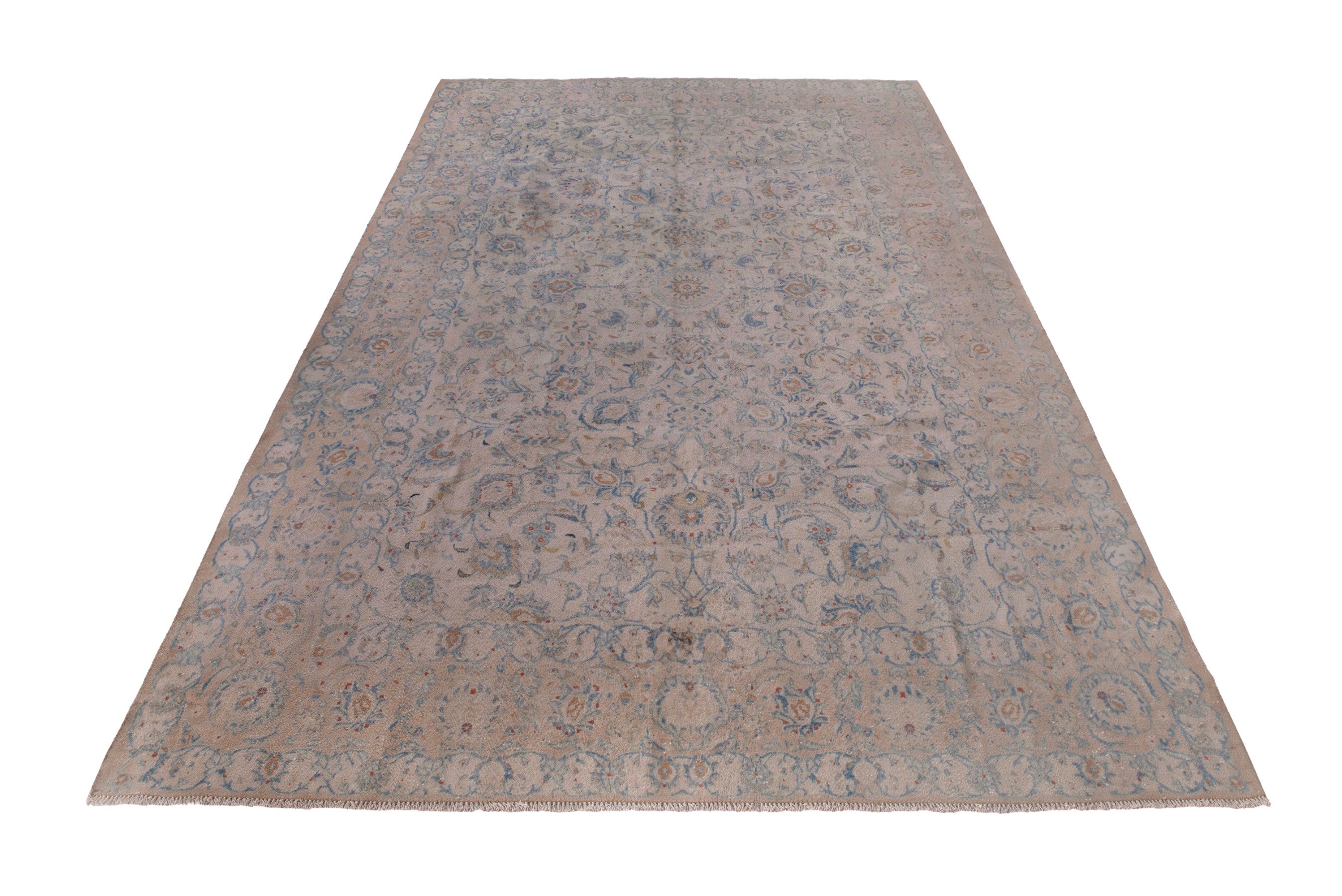 Persian Kashan oversized rug in taupe and greige, view 2 of 20