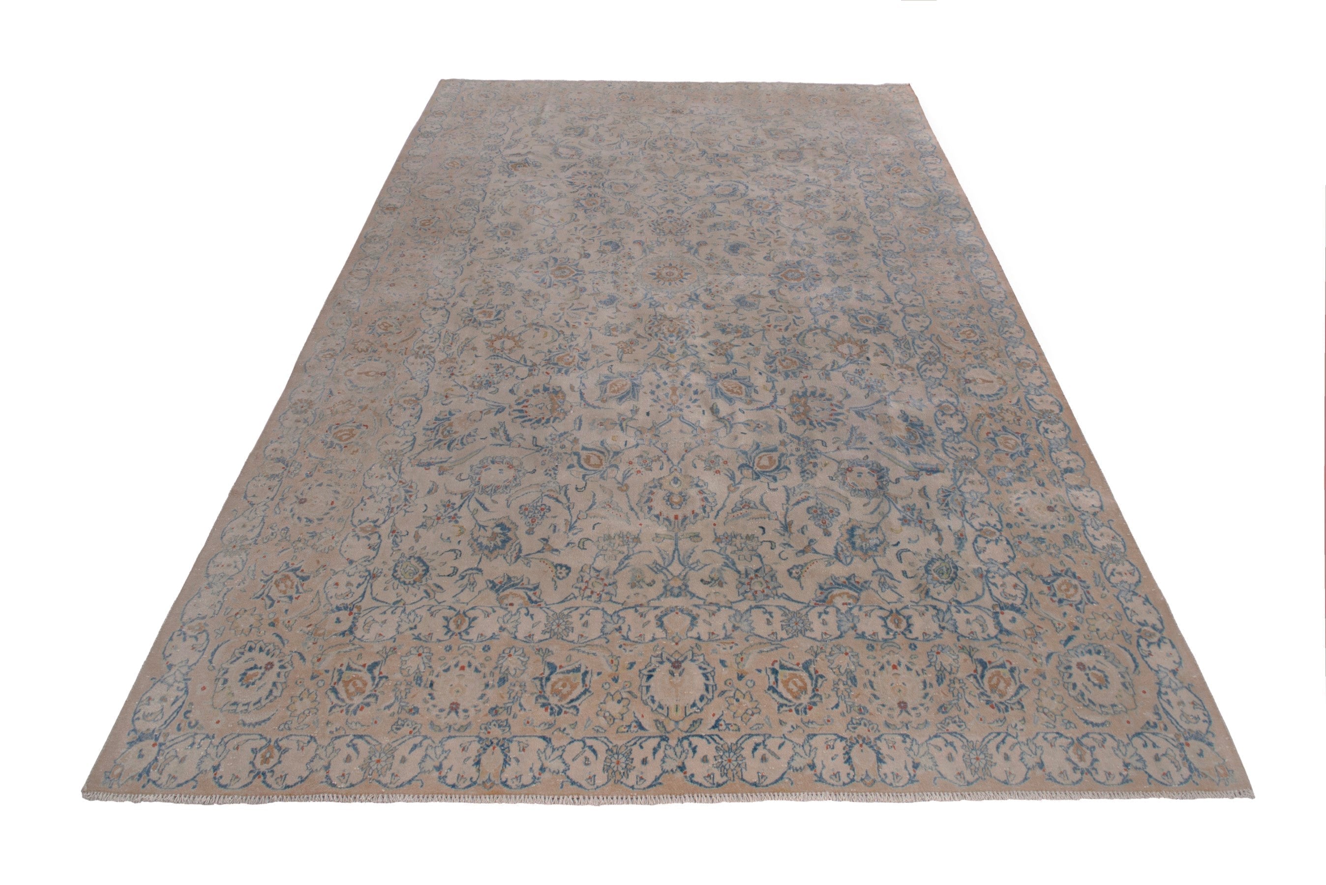 Persian Kashan oversized rug in taupe and greige, view 3 of 20