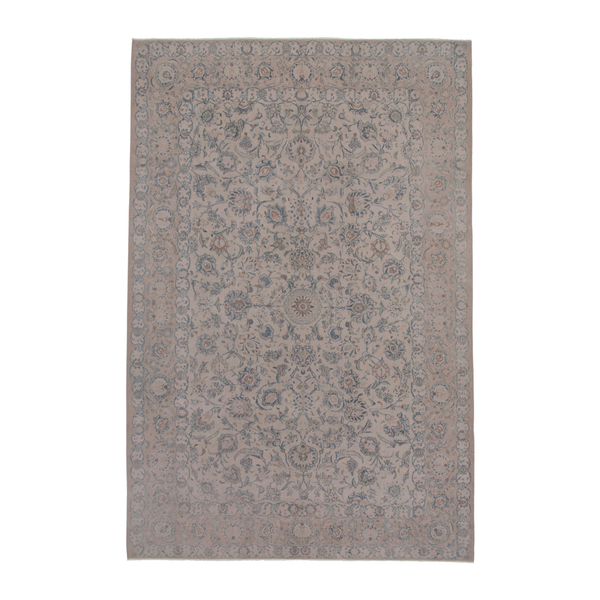 Persian Kashan oversized rug in taupe and greige, 8'2" x 12'3"