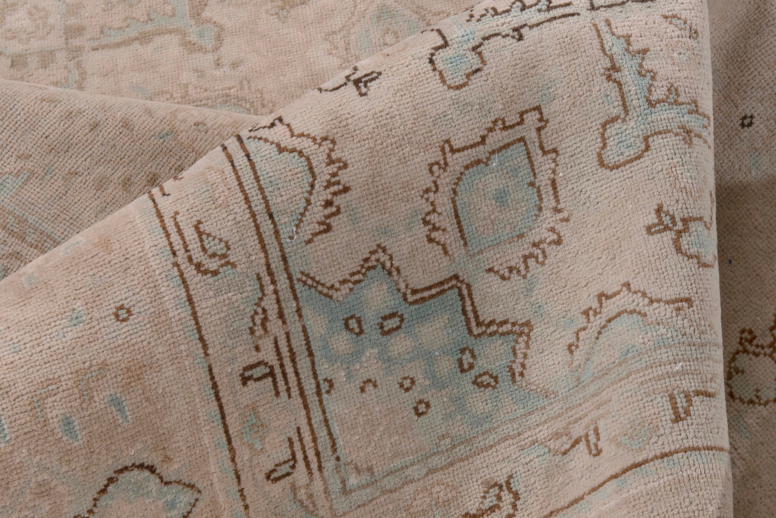 Persian Tabriz area rug in dusty rose and greige, view 15 of 20