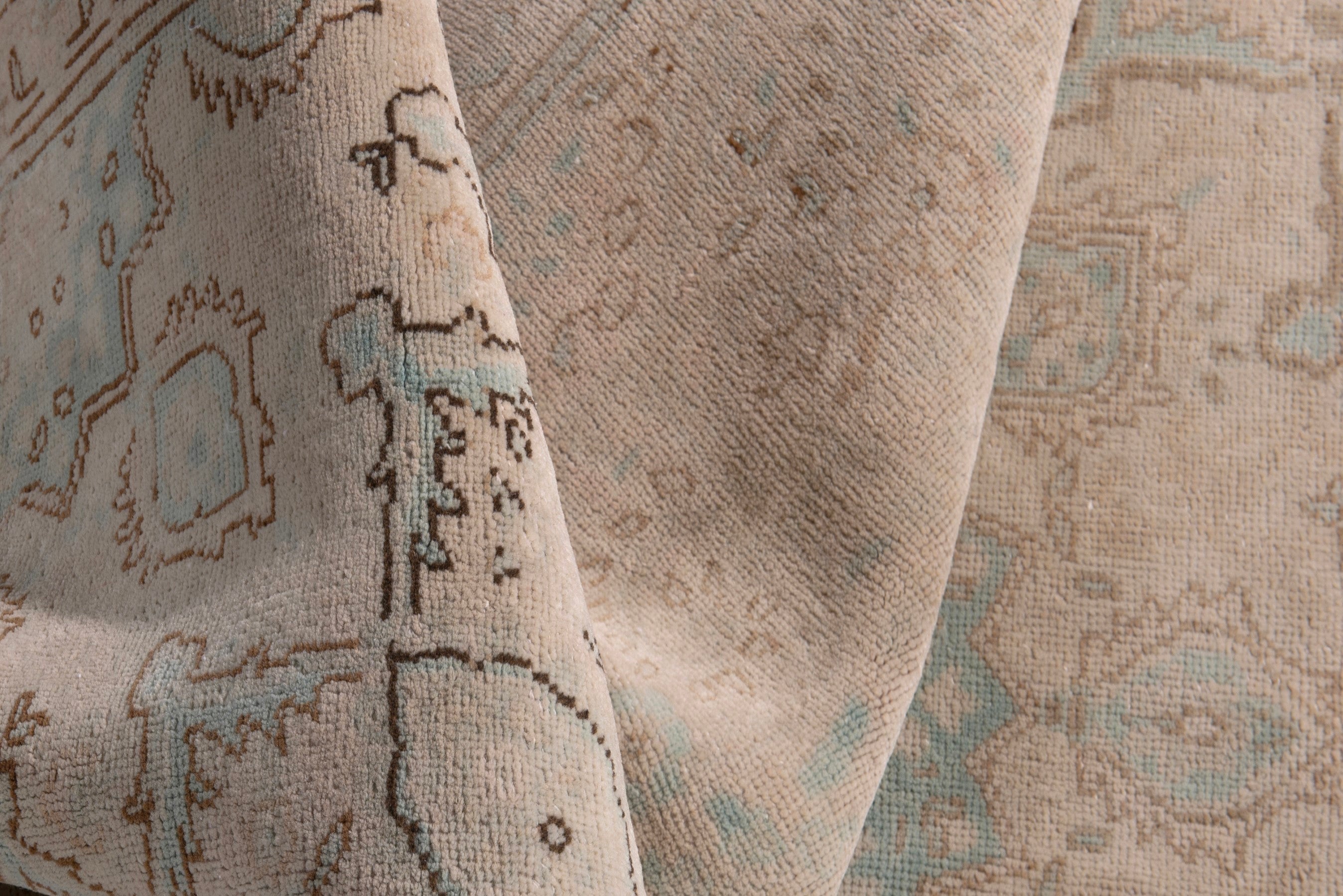 Persian Tabriz area rug in dusty rose and greige, view 16 of 20