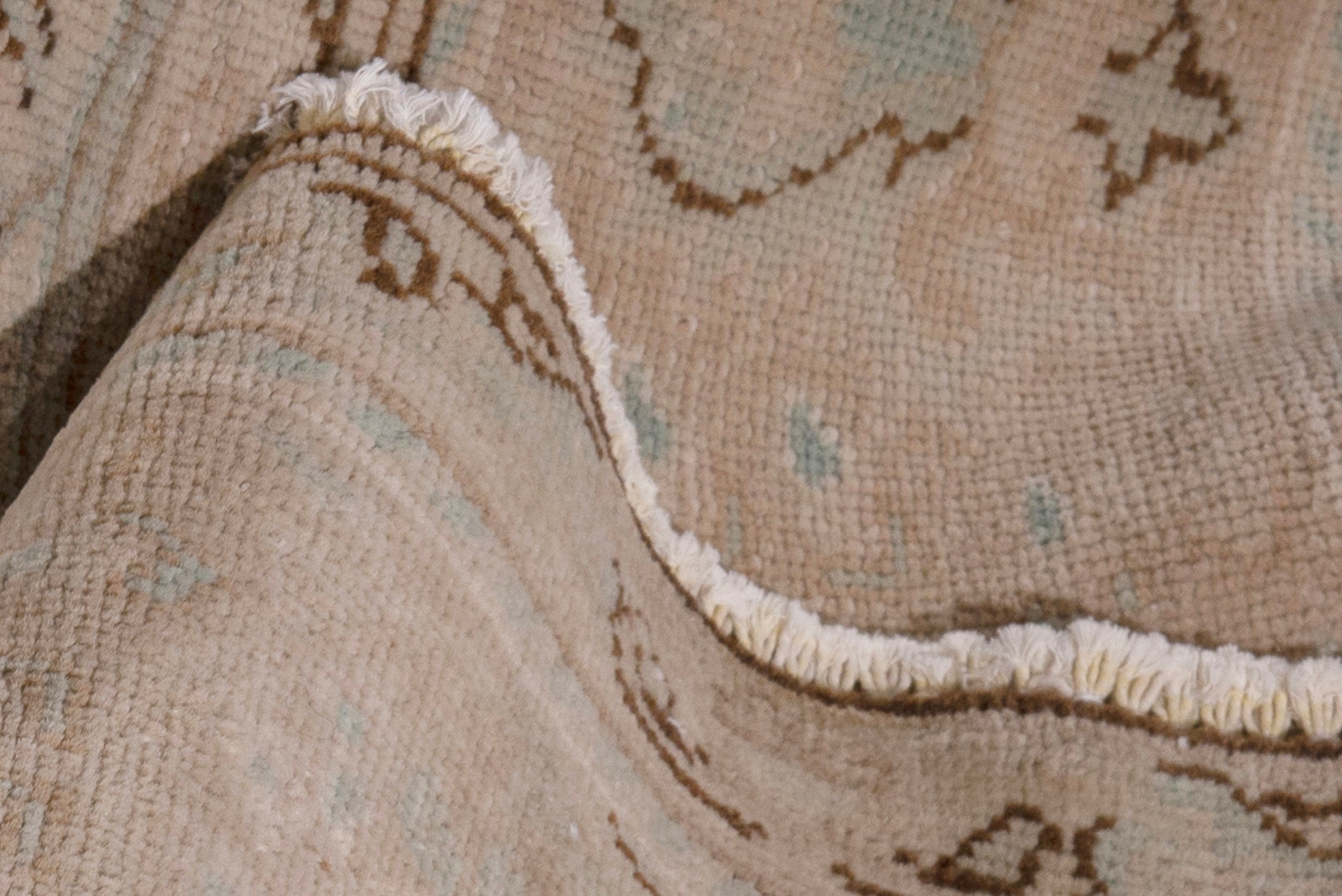 Persian Tabriz area rug in dusty rose and greige, view 19 of 20