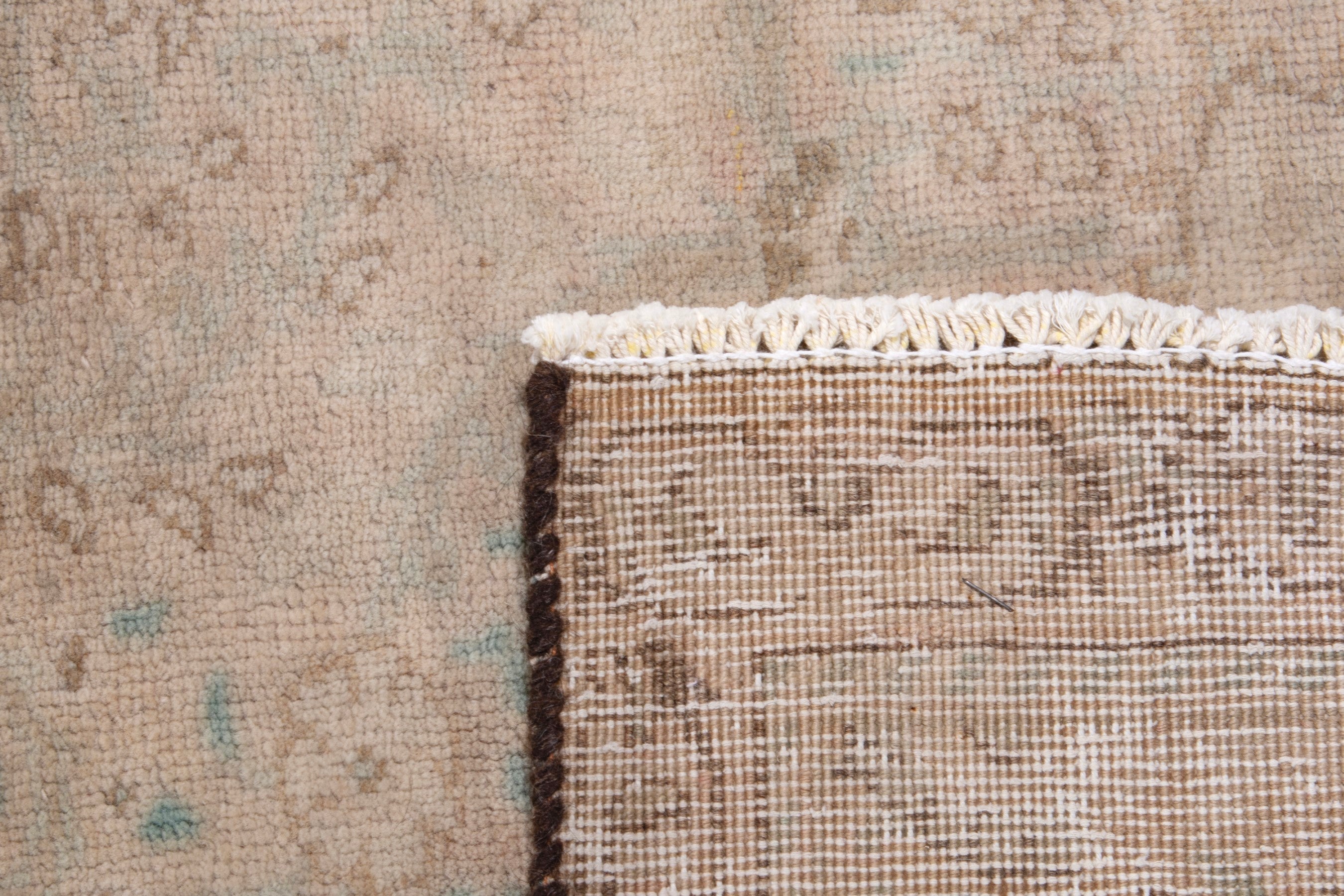 Persian Tabriz area rug in dusty rose and greige, view 20 of 20