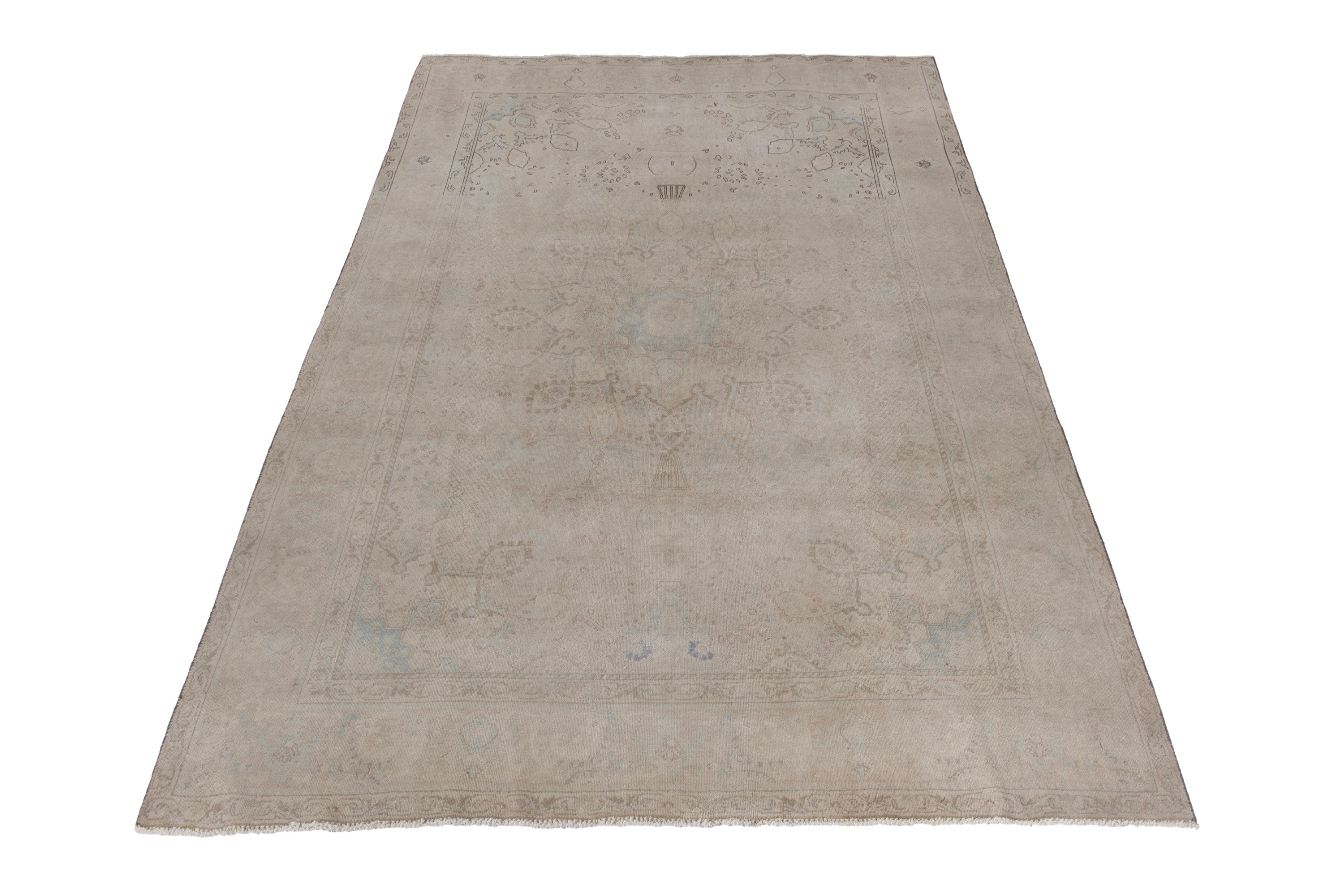 Persian Tabriz area rug in dusty rose and greige, view 2 of 20