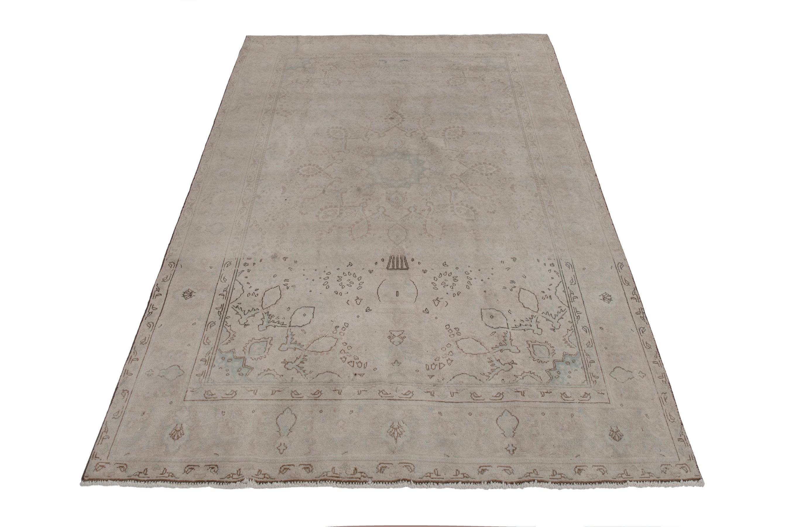 Persian Tabriz area rug in dusty rose and greige, view 3 of 20