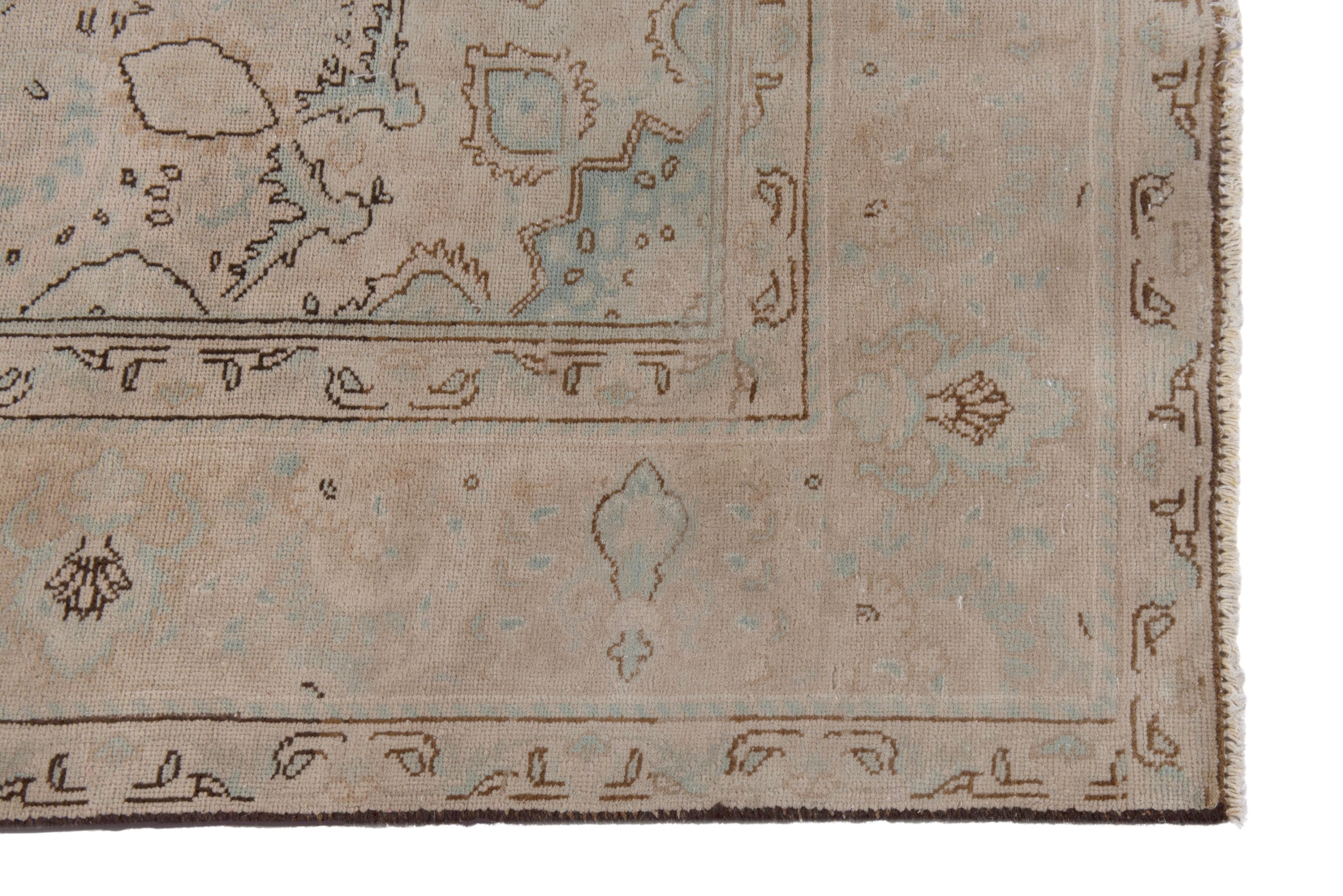 Persian Tabriz area rug in dusty rose and greige, view 5 of 20