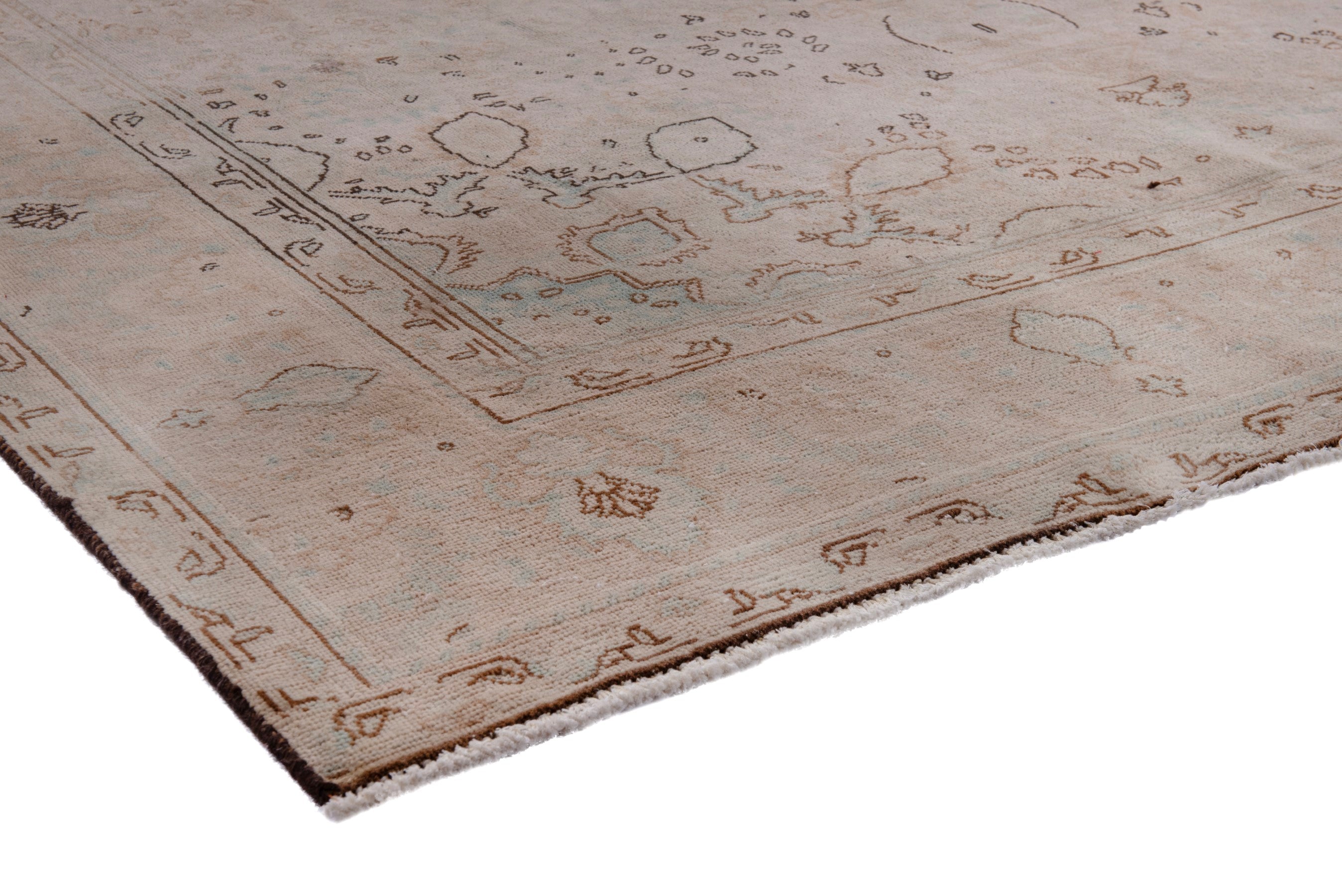 Persian Tabriz area rug in dusty rose and greige, view 4 of 20