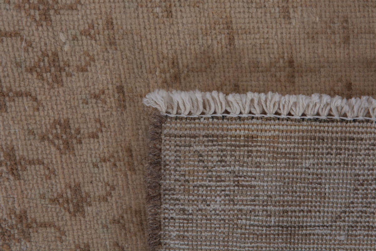Turkish Anatolian accent rug in tan and brown, view 9 of 17