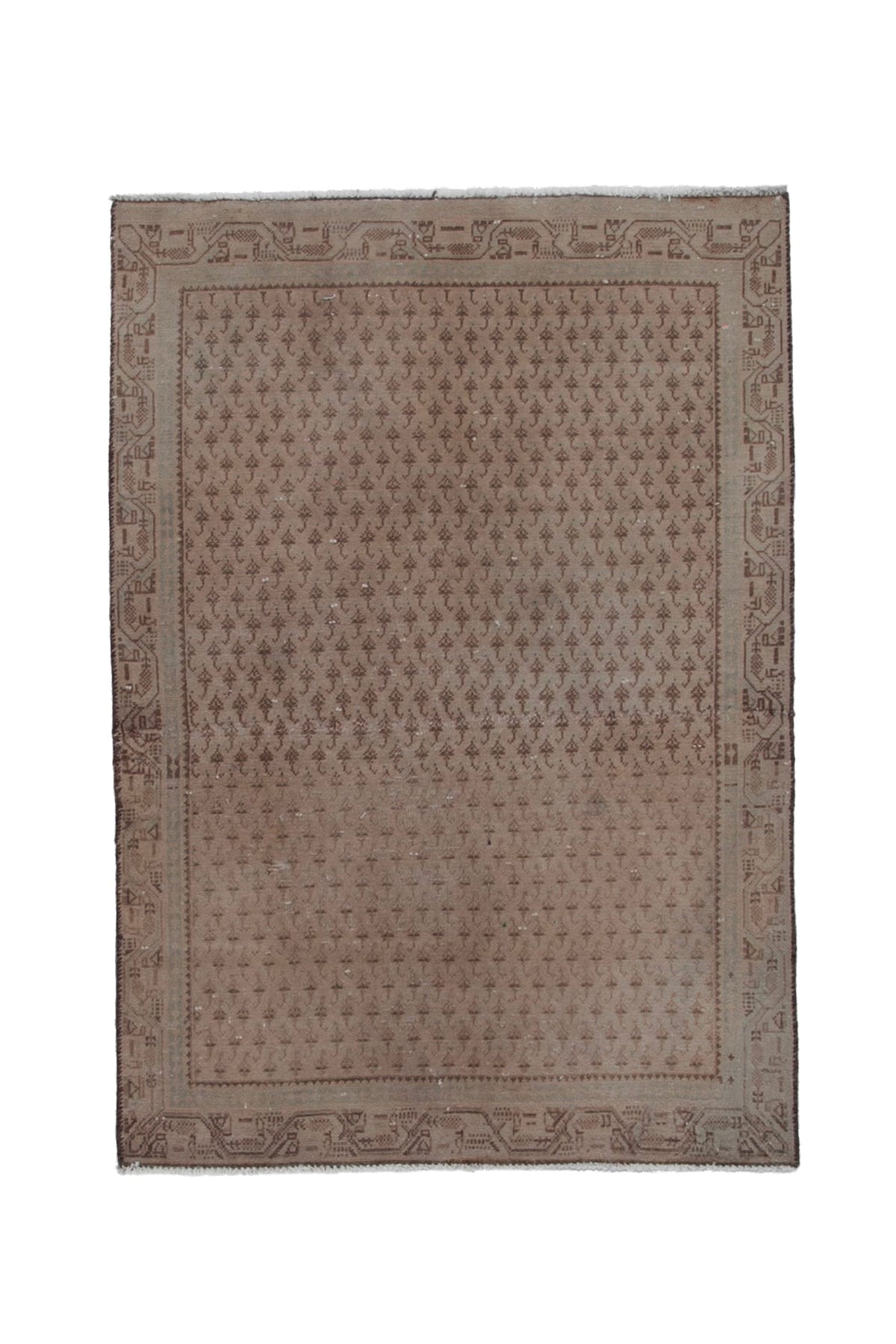 Turkish Anatolian accent rug in tan and brown, view 2 of 17