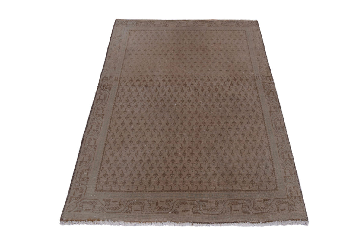 Turkish Anatolian accent rug in tan and brown, view 11 of 17