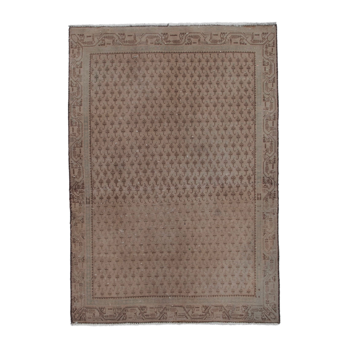 Turkish Anatolian accent rug in tan and brown, 3'1" x 4'2"