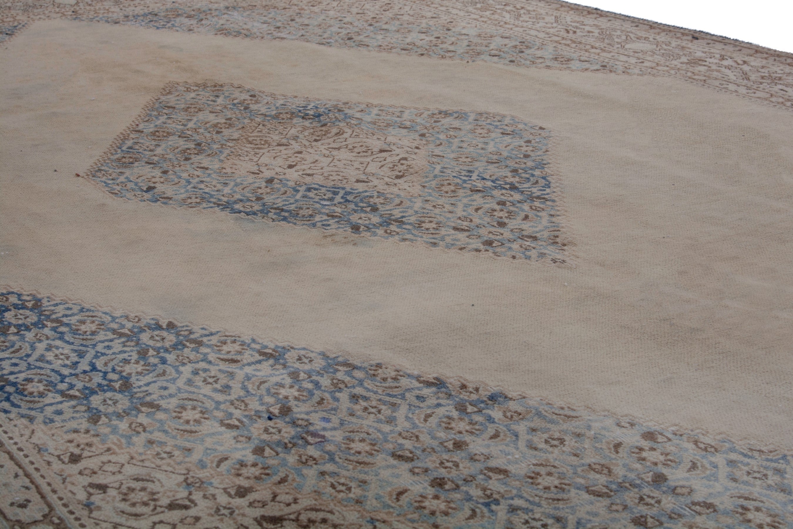 Persian Birjand area rug in cream and sage, view 10 of 18