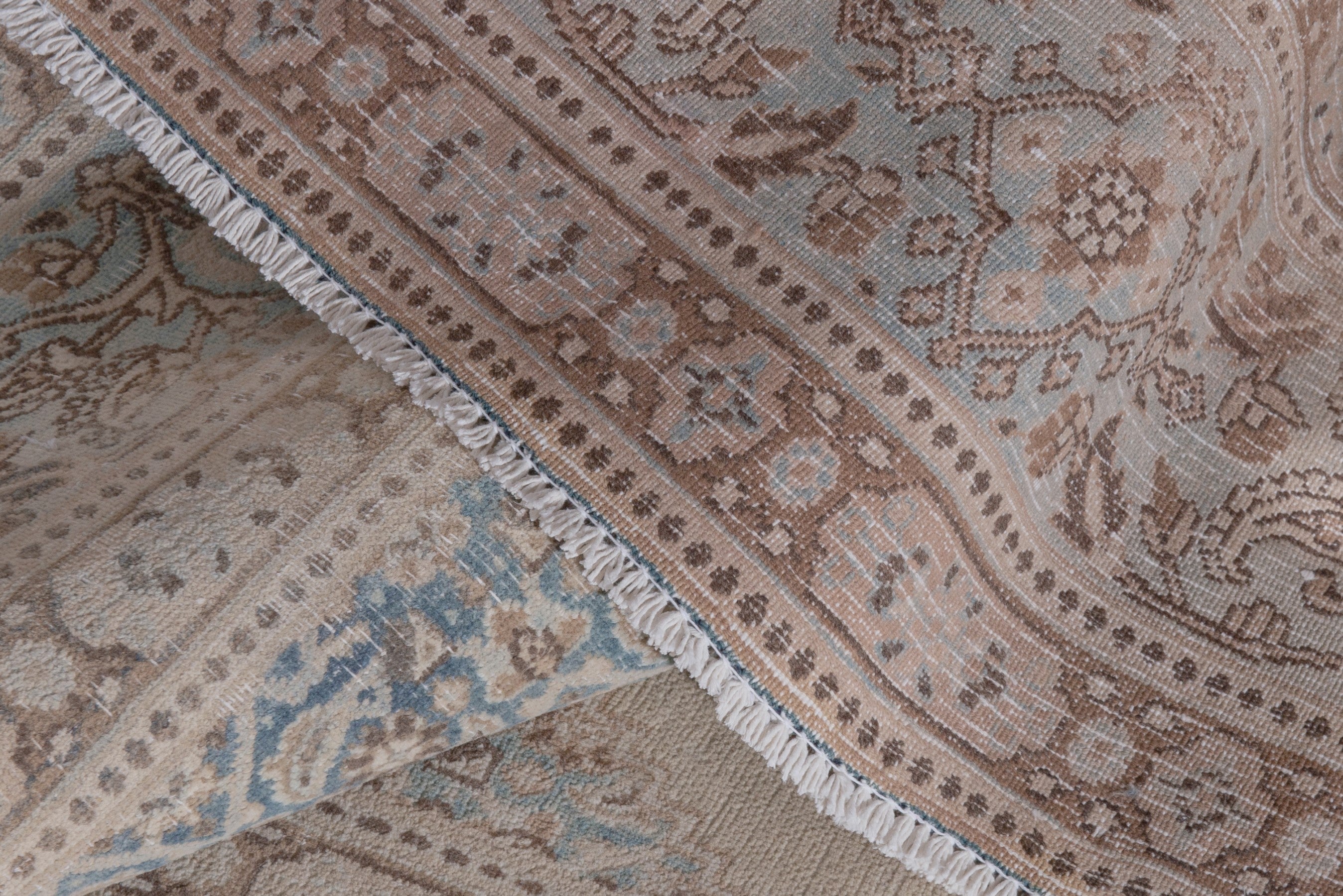 Persian Birjand area rug in cream and sage, view 16 of 18