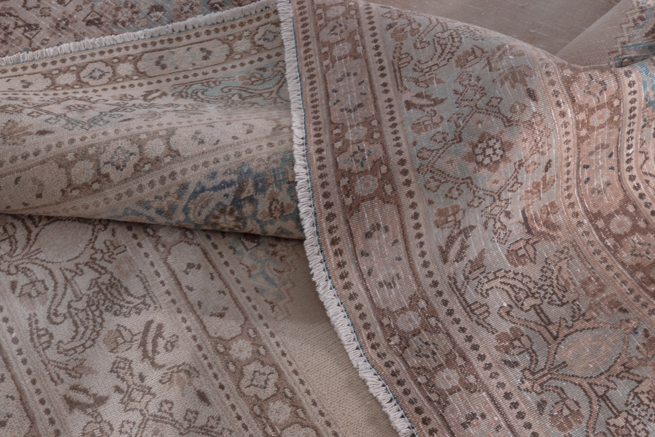Persian Birjand area rug in cream and sage, view 17 of 18