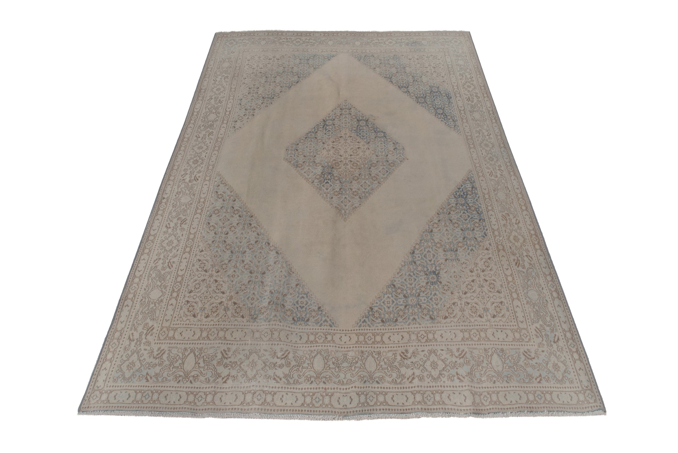 Persian Birjand area rug in cream and sage, view 2 of 18
