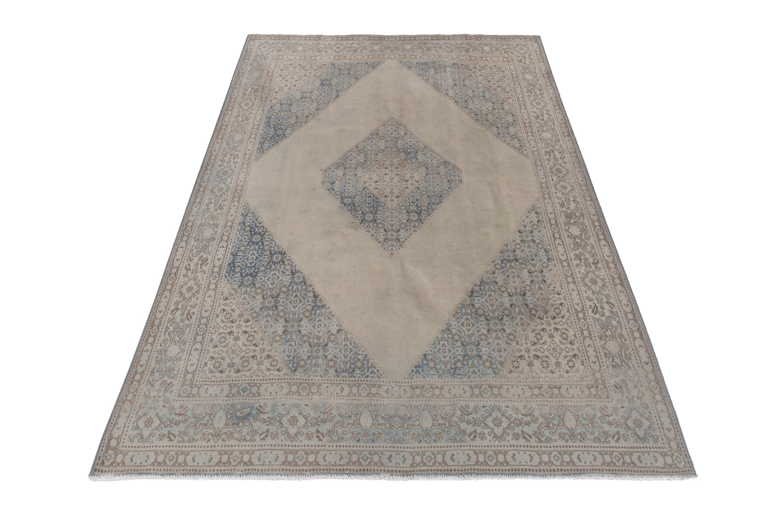 Persian Birjand area rug in cream and sage, view 3 of 18