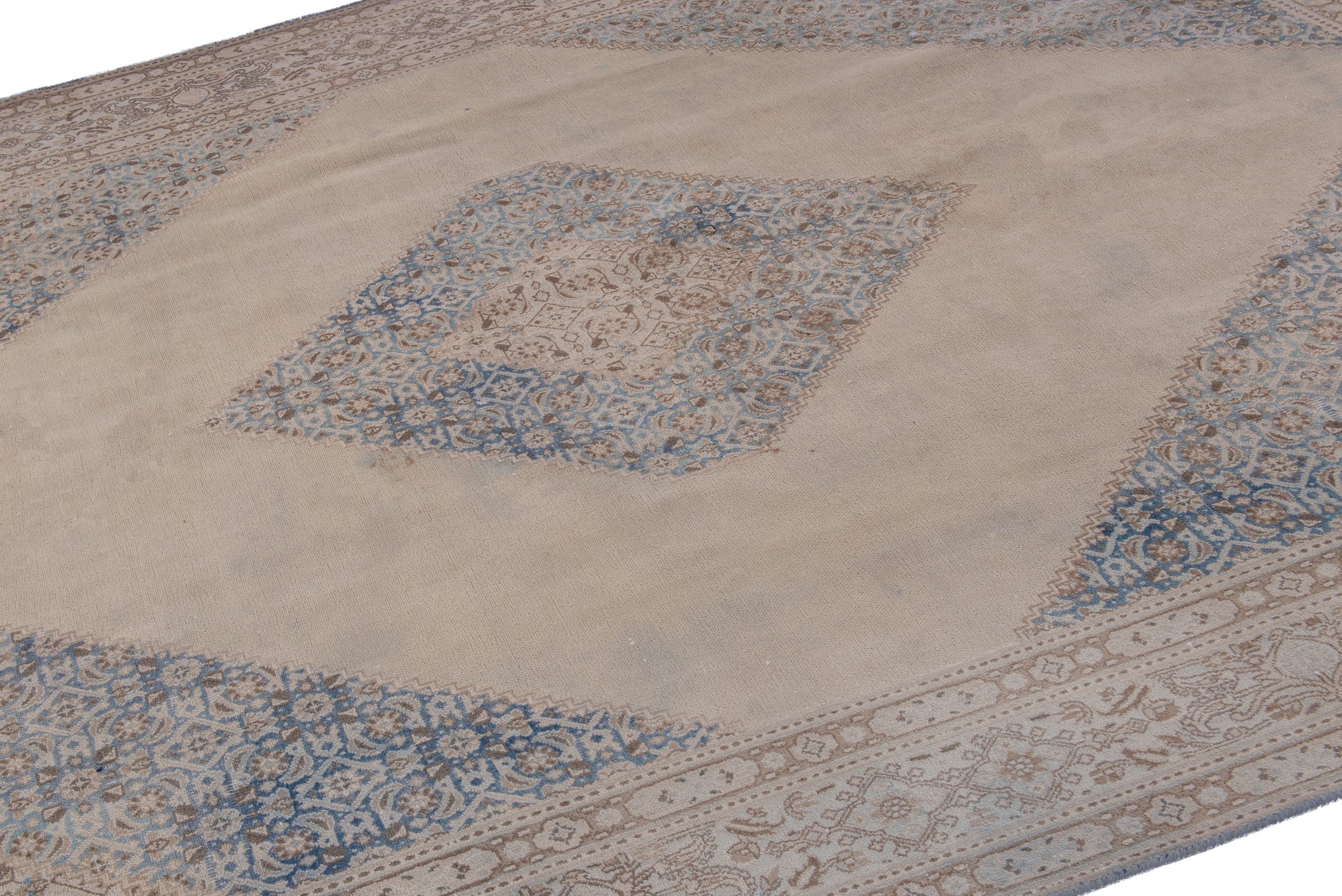 Persian Birjand area rug in cream and sage, view 6 of 18