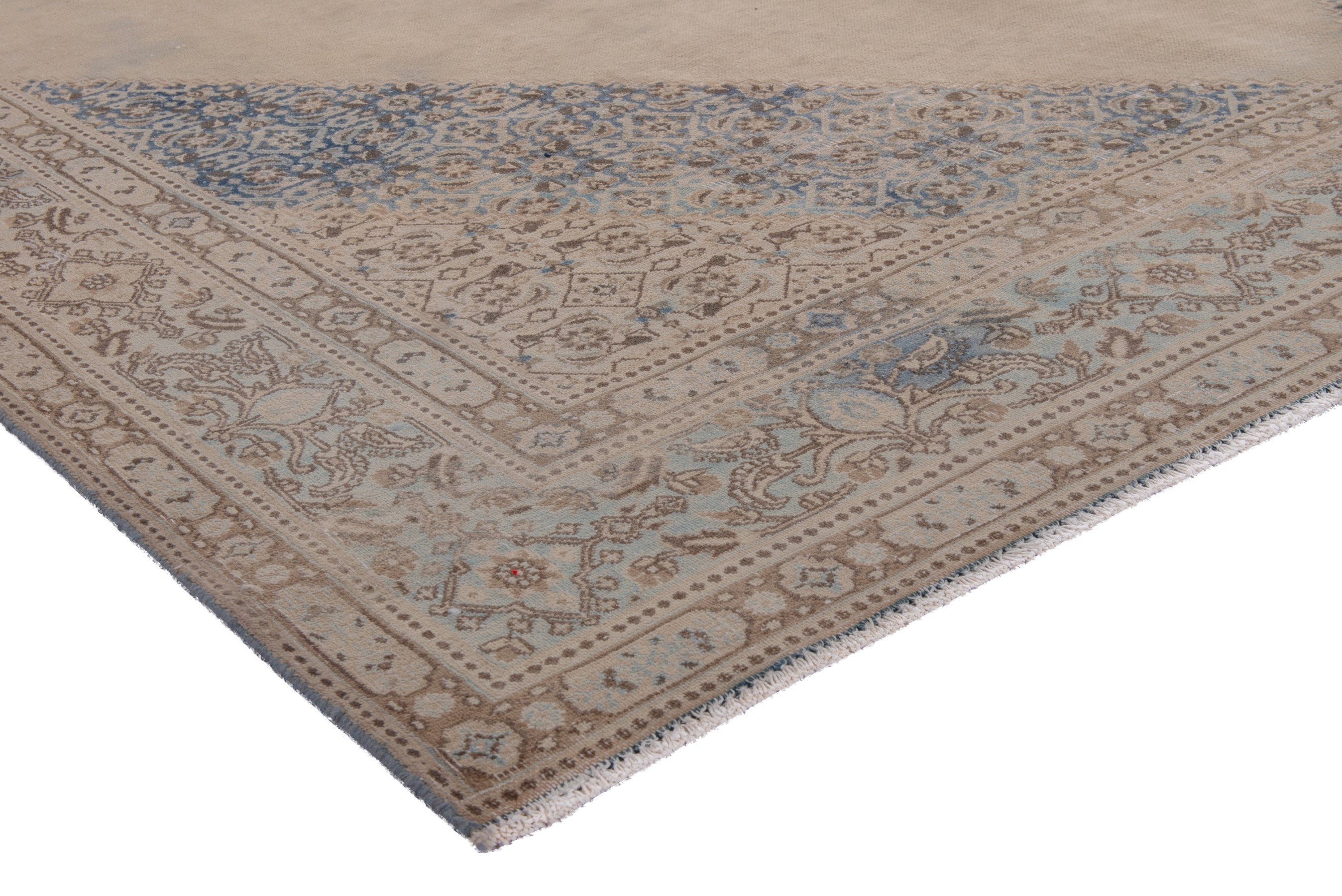 Persian Birjand area rug in cream and sage, view 4 of 18
