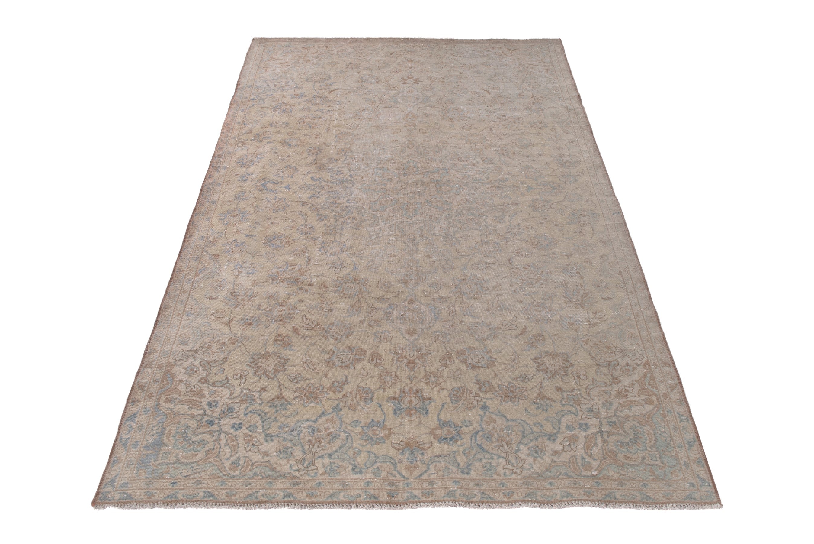 Persian Najafabad area rug in beige and muted pink, view 2 of 20