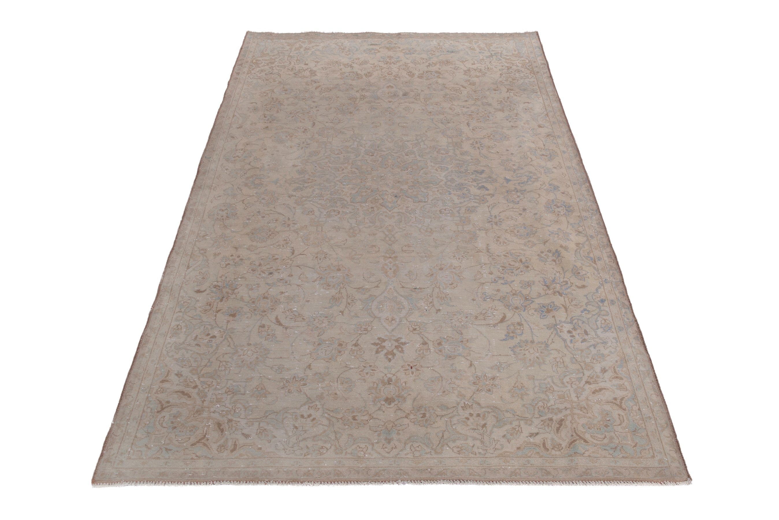 Persian Najafabad area rug in beige and muted pink, view 3 of 20
