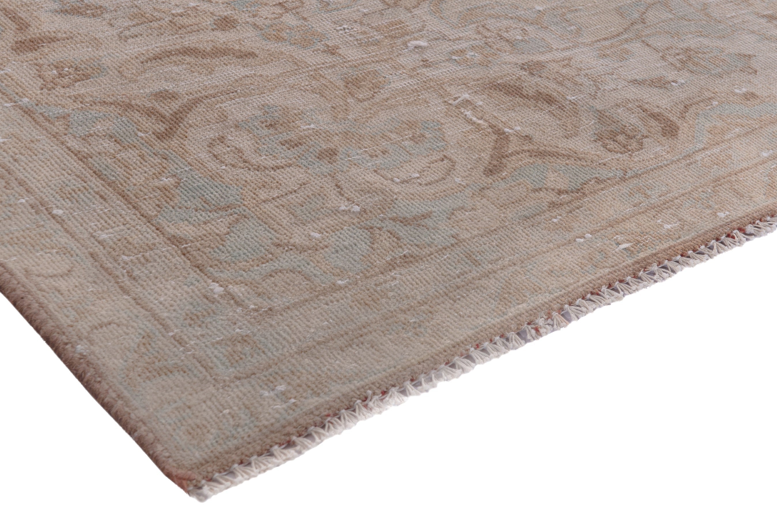 Persian Najafabad area rug in beige and muted pink, view 4 of 20