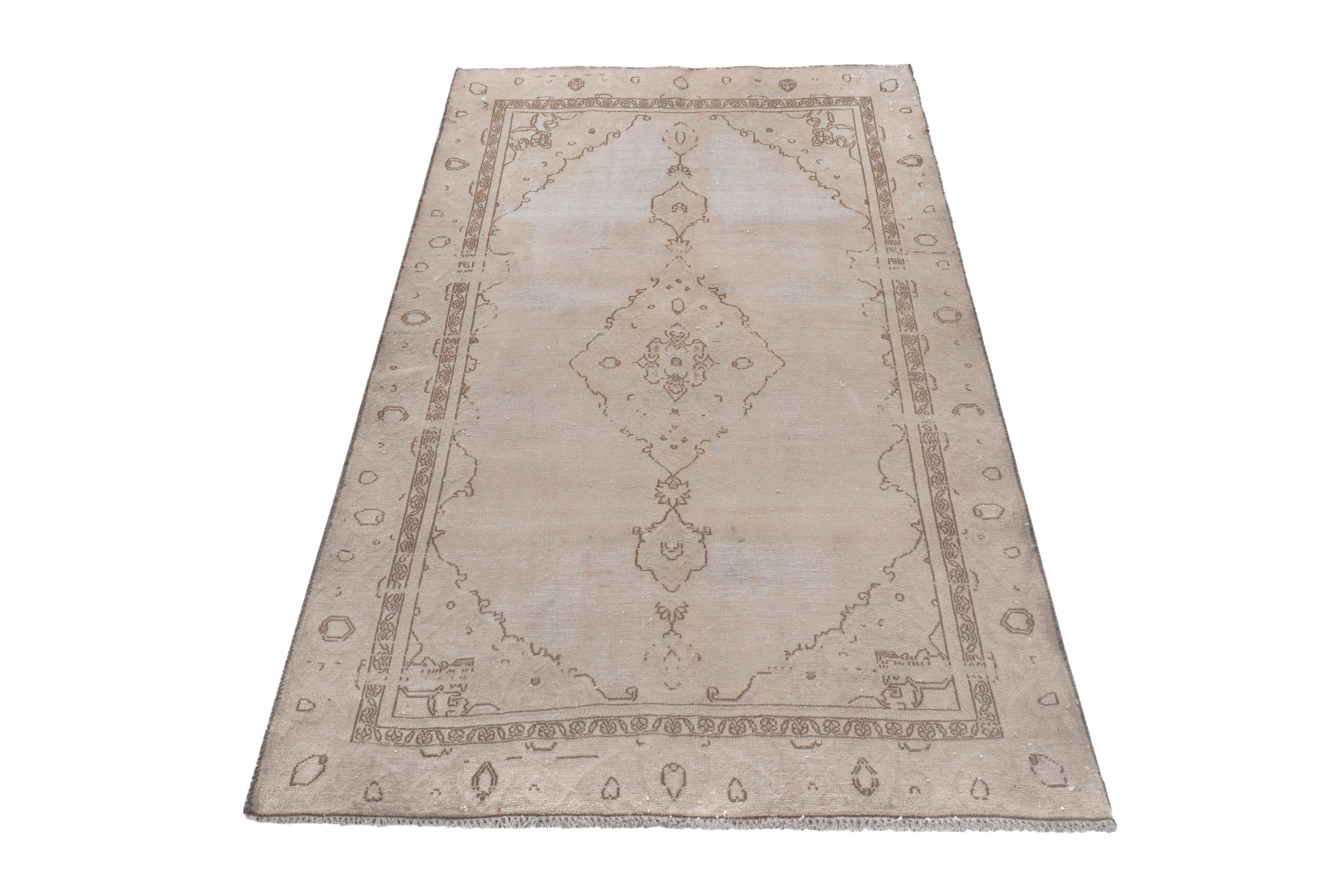 Turkish Anatolian accent rug in stone and greige, view 2 of 18