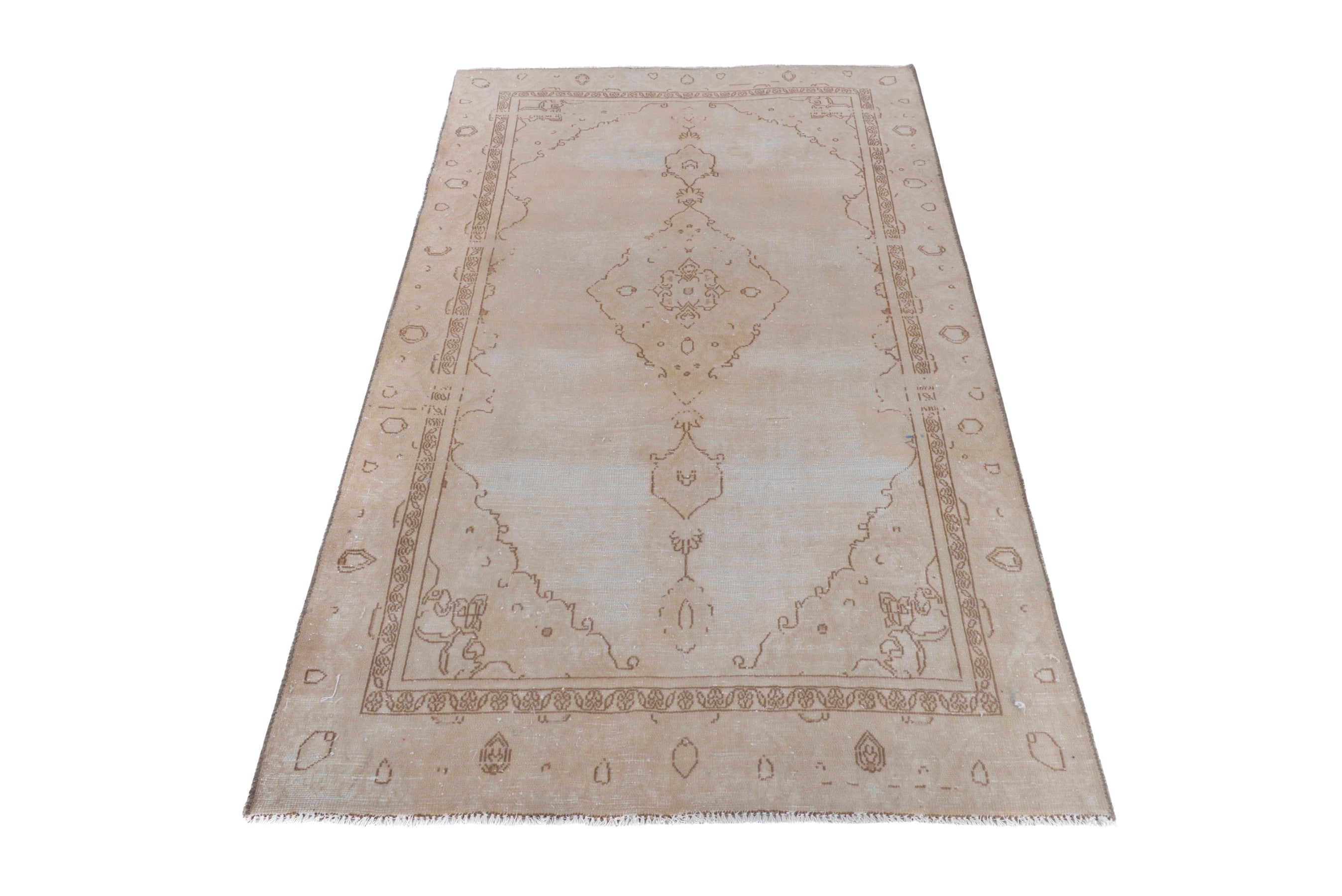Turkish Anatolian accent rug in stone and greige, view 3 of 18