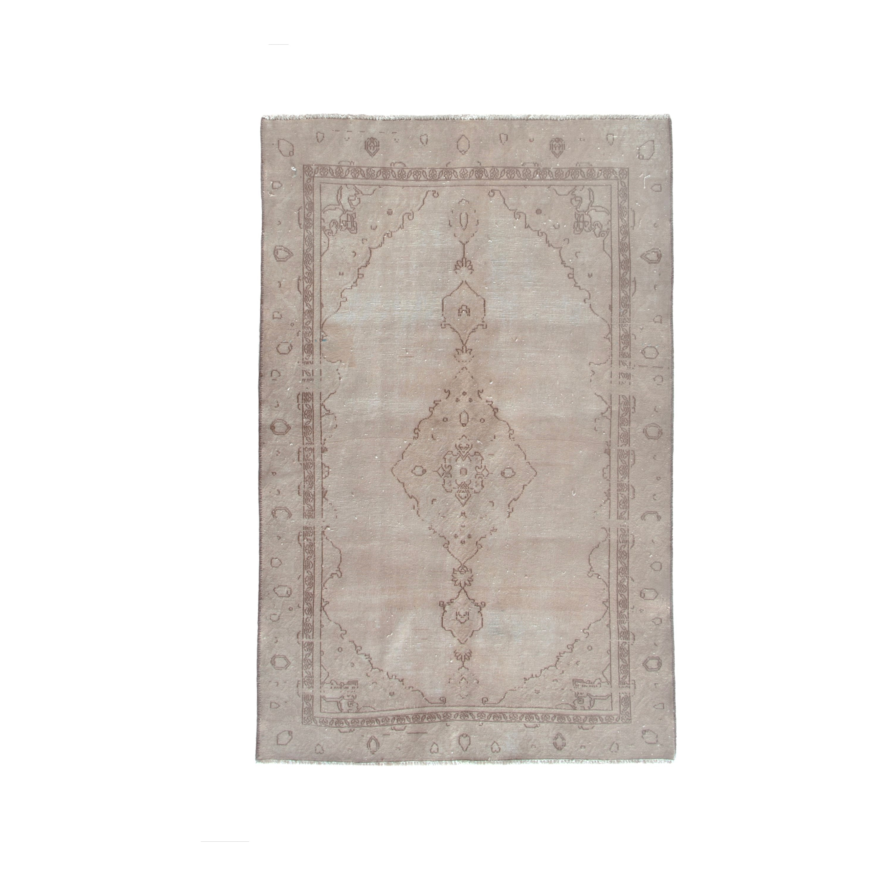 Turkish Anatolian accent rug in stone and greige, 3'11" x 6'2"