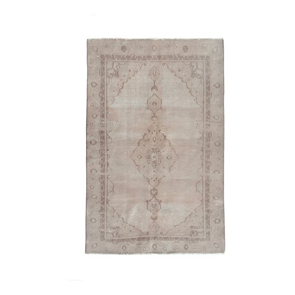 Turkish Anatolian accent rug in stone and greige, 3'11" x 6'2"