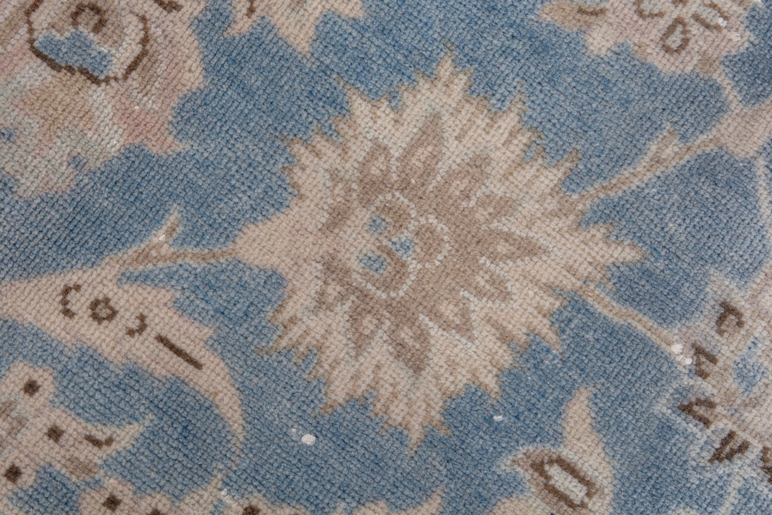 Persian Najafabad oversized rug in cream and denim, view 11 of 20