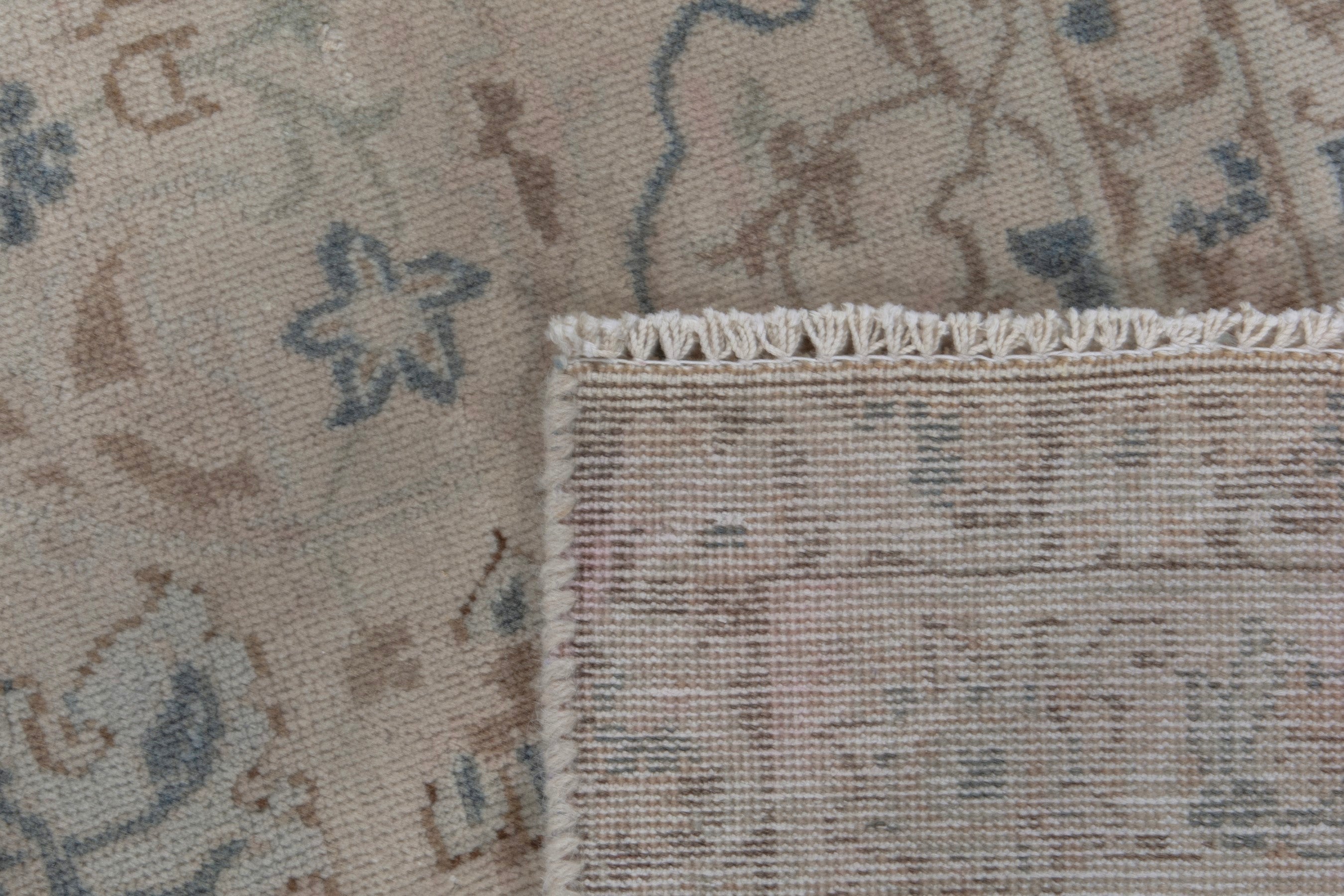 Persian Najafabad oversized rug in cream and denim, view 20 of 20