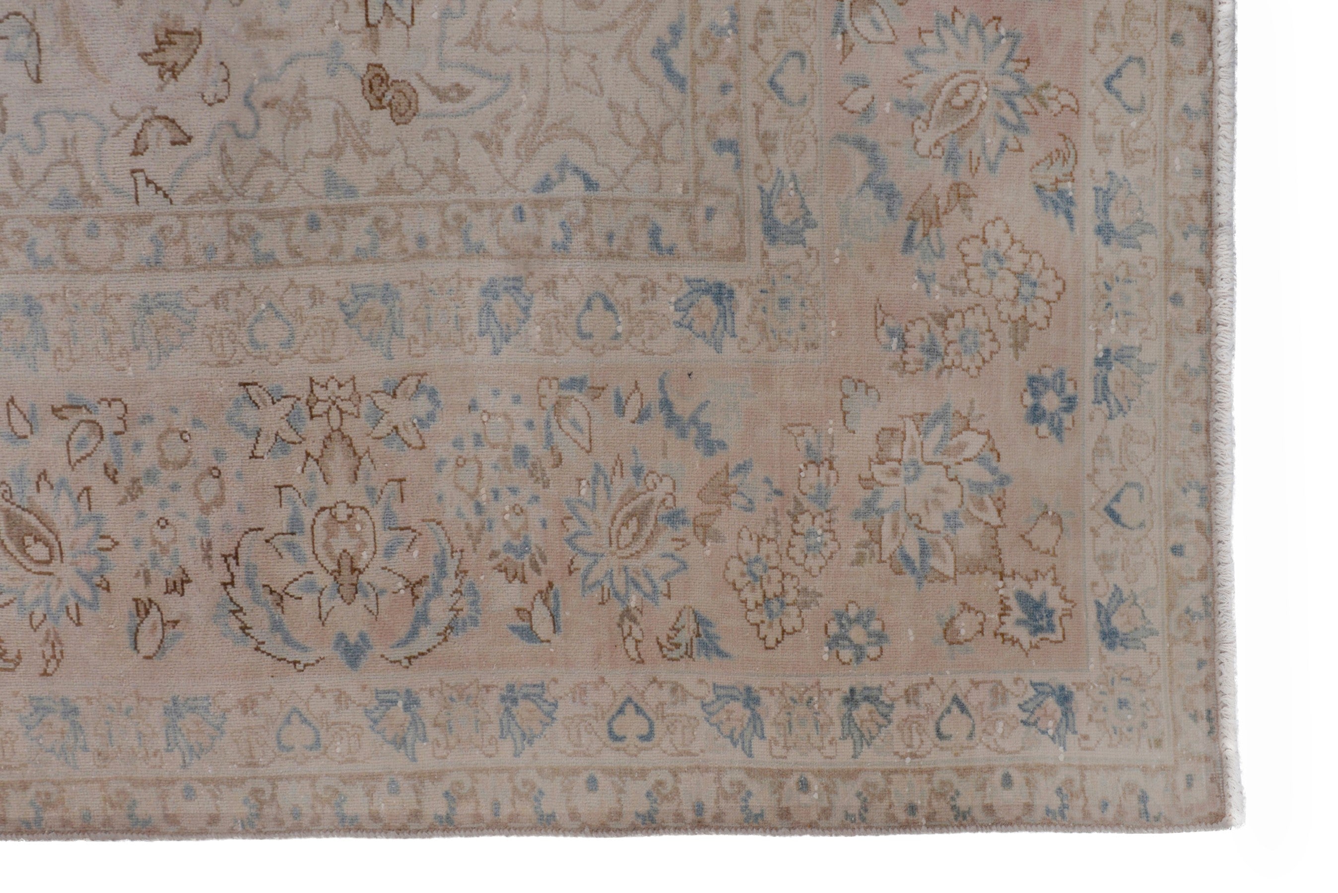 Persian Najafabad oversized rug in cream and denim, view 5 of 20
