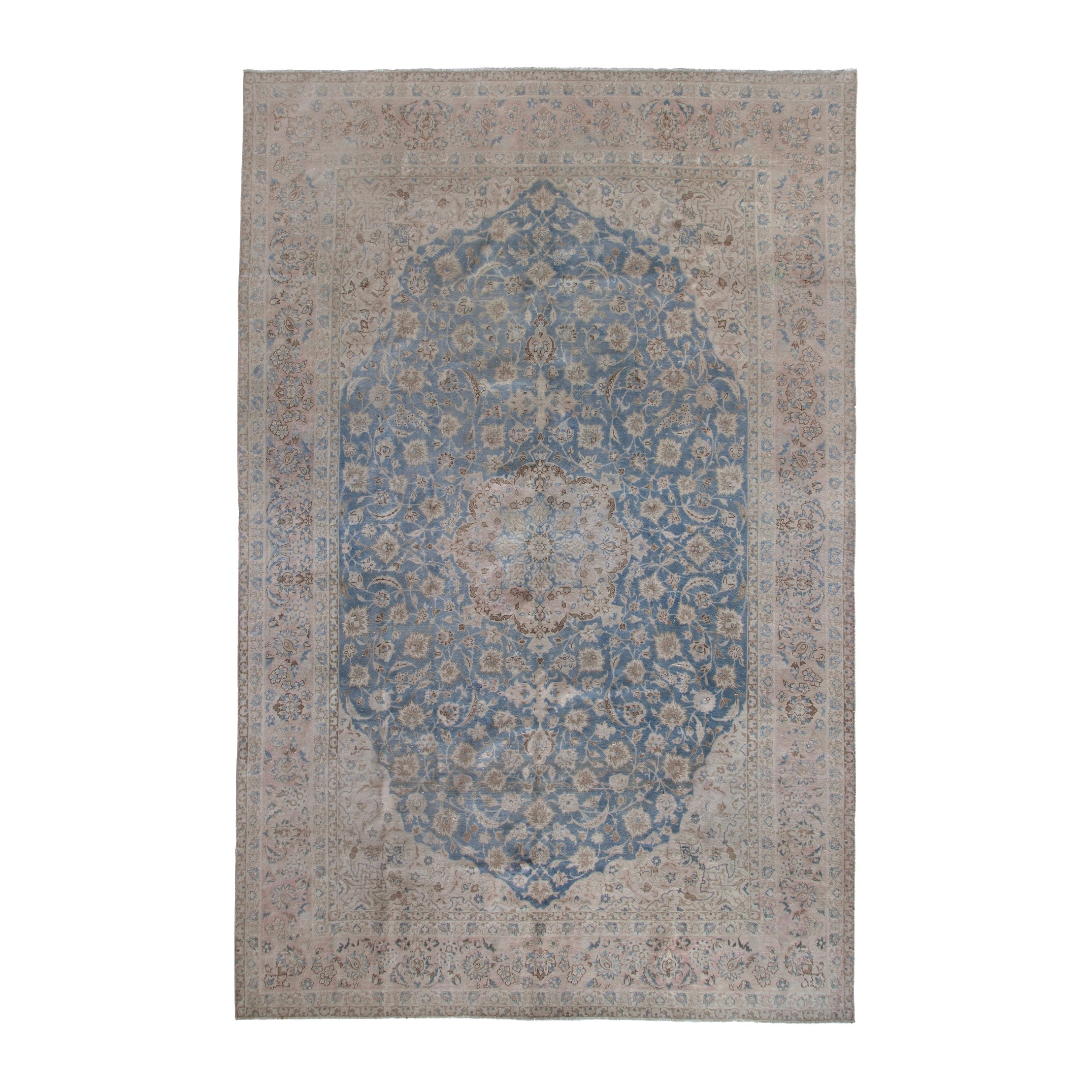 Persian Najafabad oversized rug in cream and denim, 10'4" x 15'9"