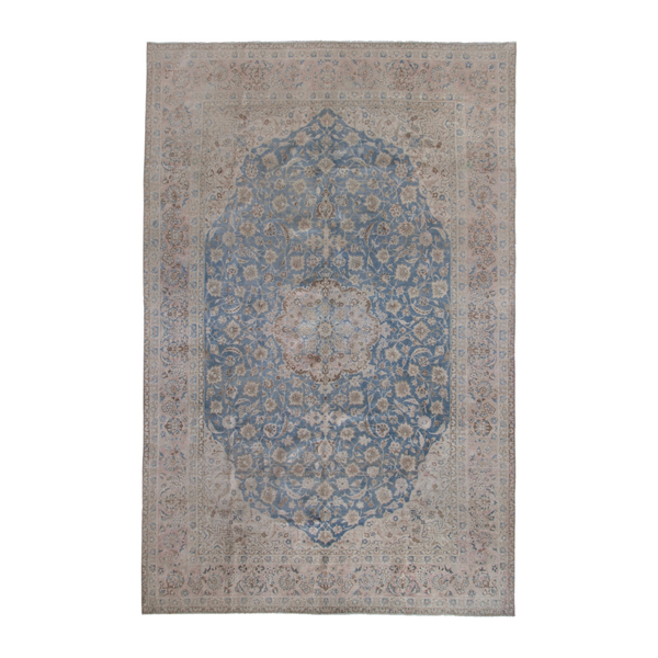 Persian Najafabad oversized rug in cream and denim, 10'4" x 15'9"