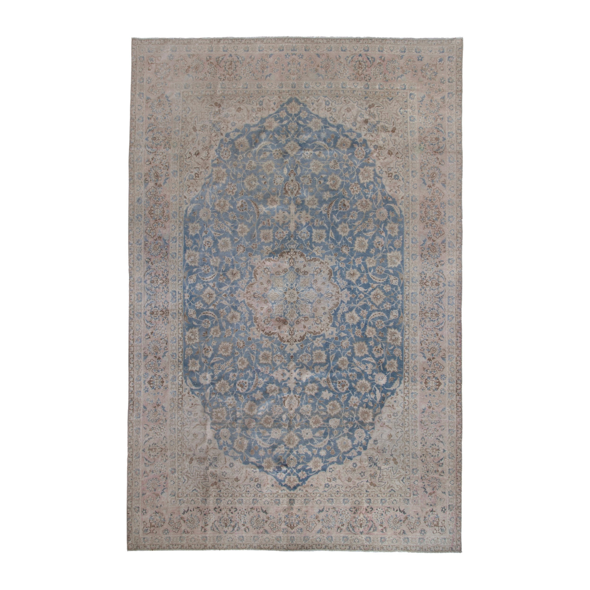 Persian Najafabad oversized rug in cream and denim, 10'4" x 15'9"