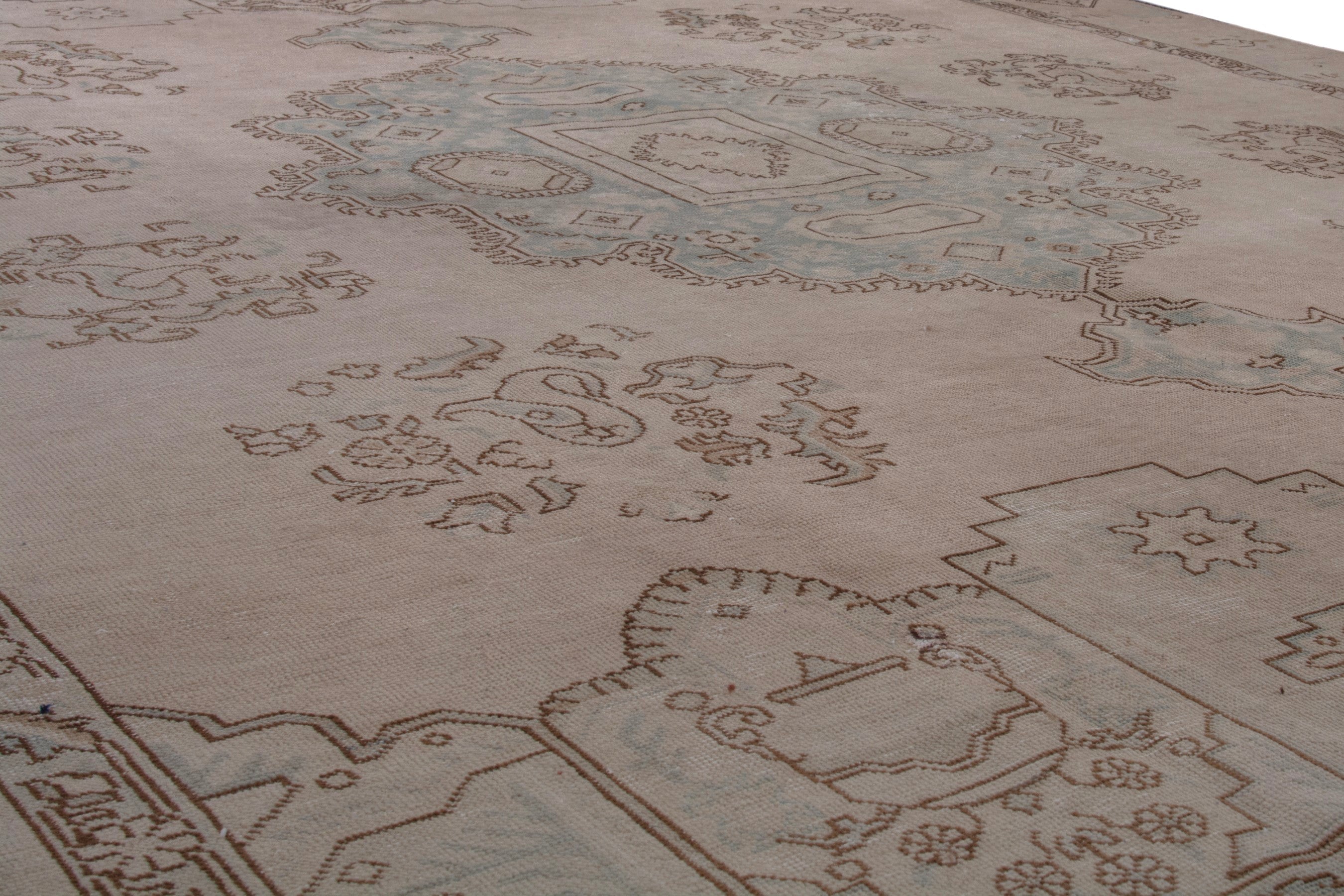 Persian Tabriz oversized rug in taupe and muted pink, view 10 of 18