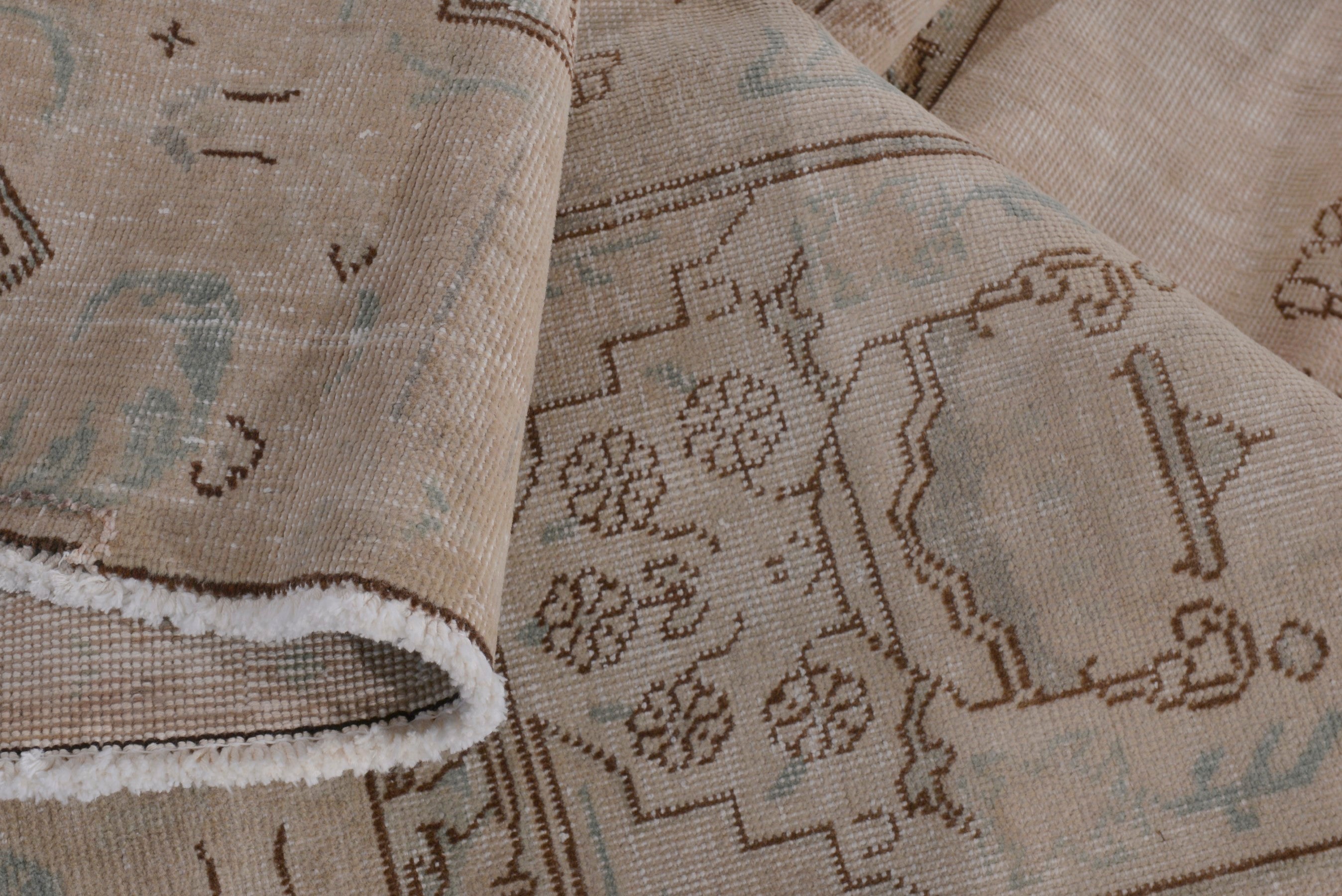 Persian Tabriz oversized rug in taupe and muted pink, view 17 of 18