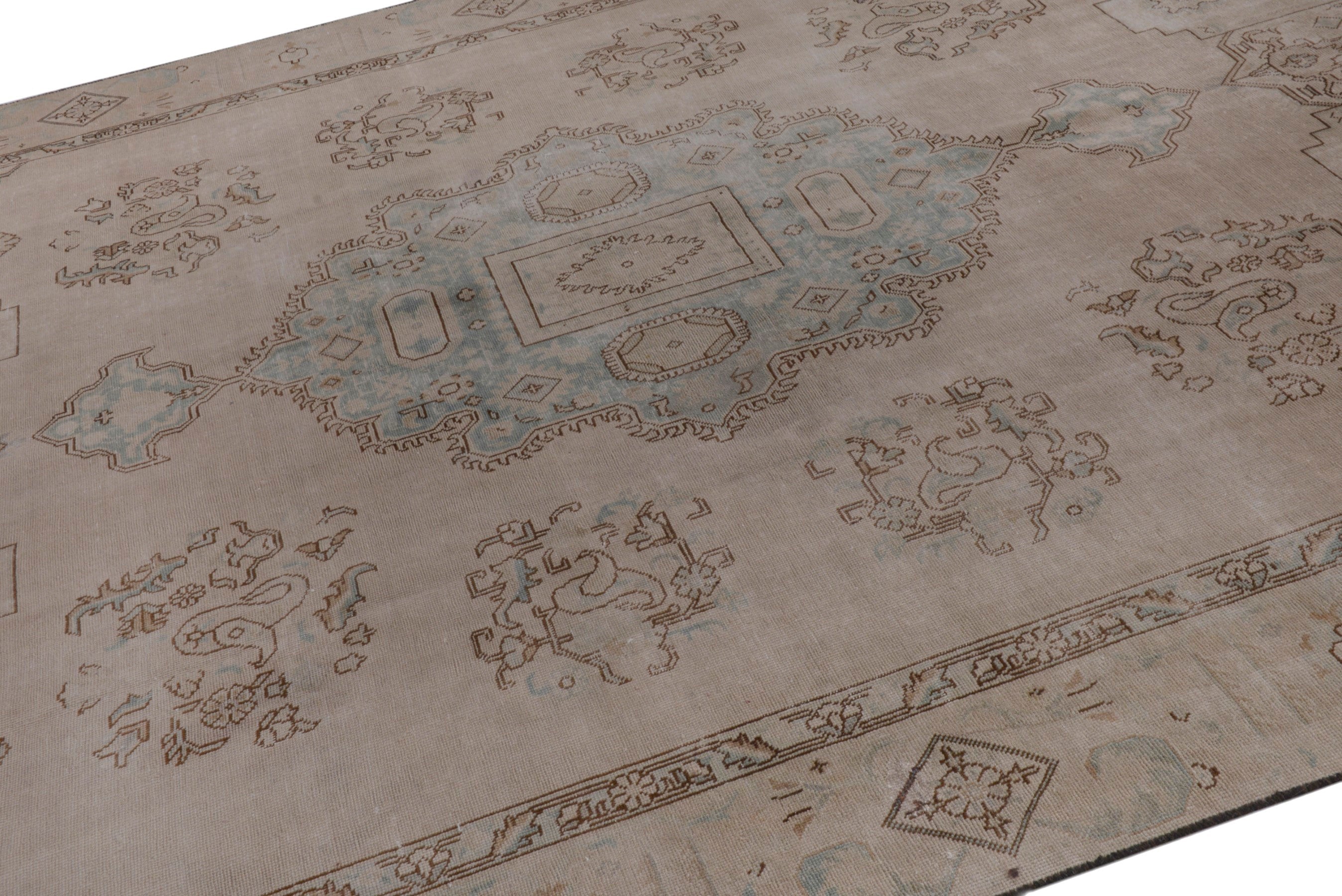 Persian Tabriz oversized rug in taupe and muted pink, view 6 of 18