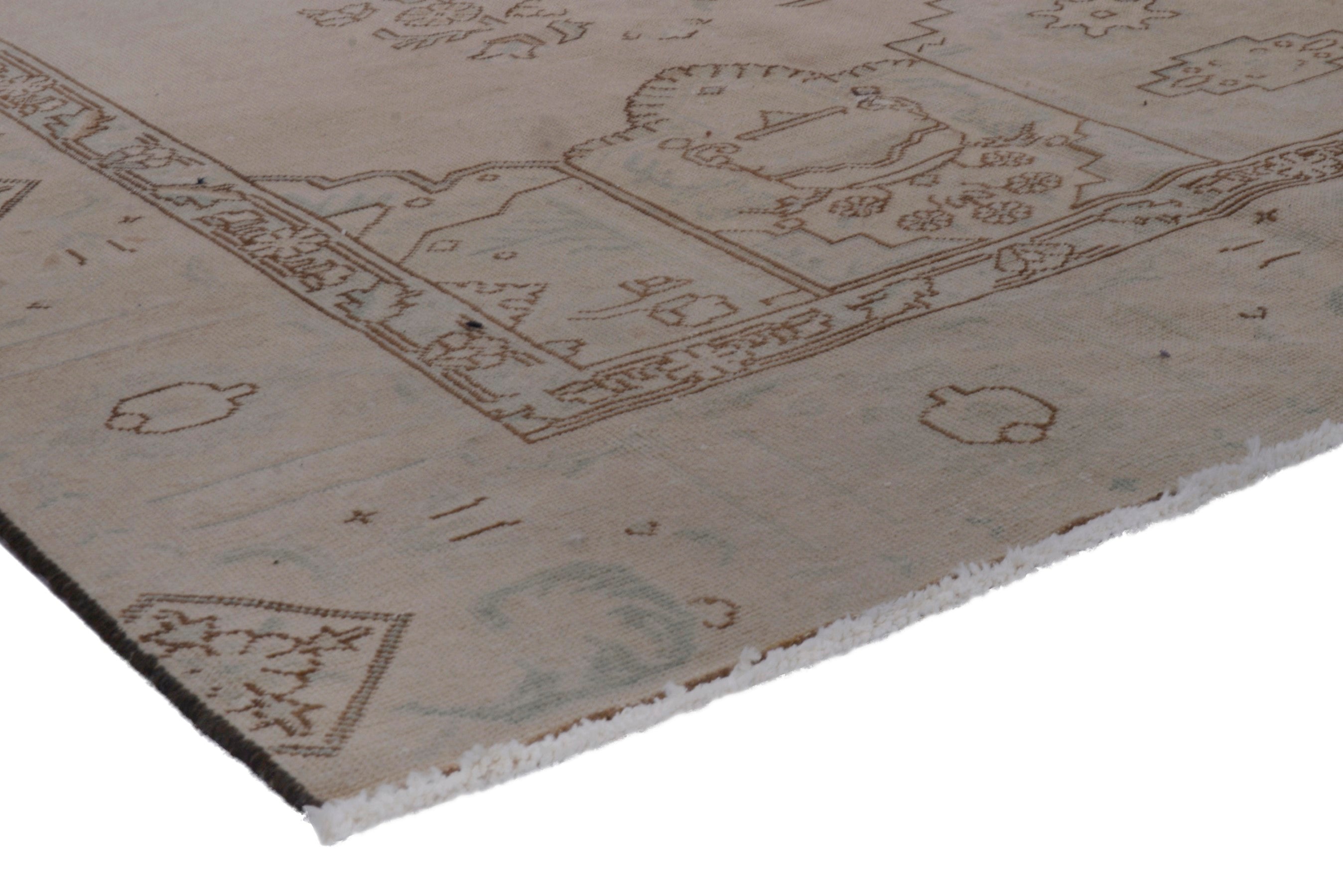Persian Tabriz oversized rug in taupe and muted pink, view 4 of 18