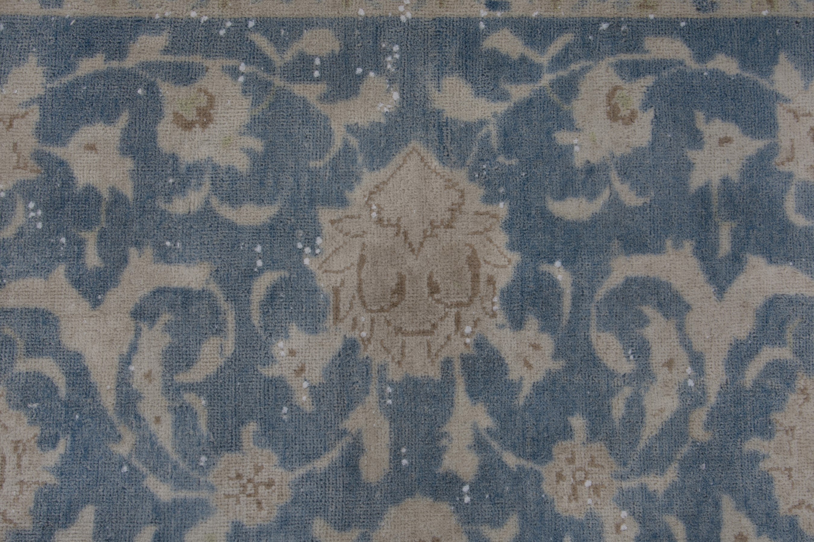 Persian Kashan oversized rug in denim and greige, view 11 of 17