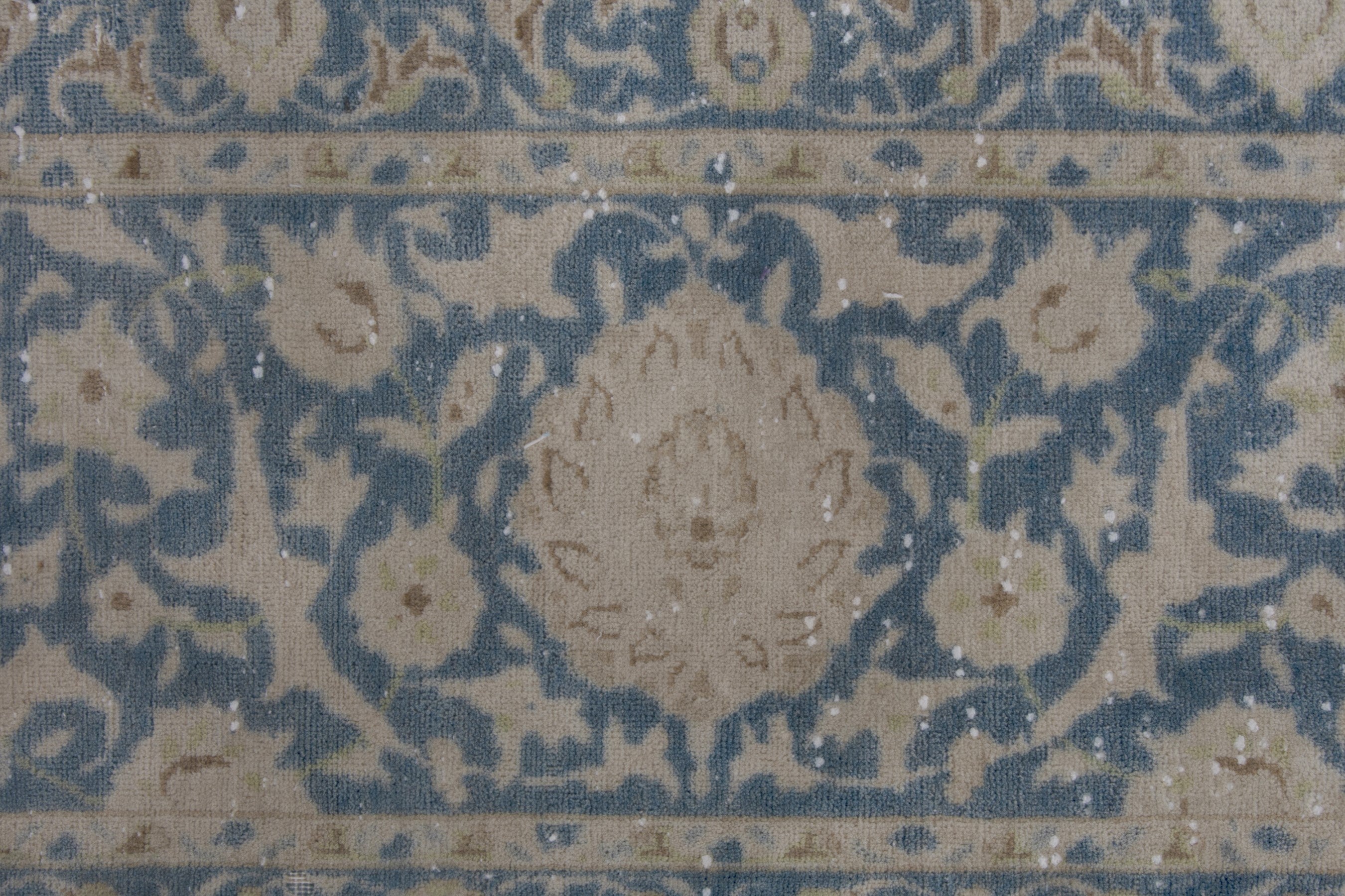 Persian Kashan oversized rug in denim and greige, view 12 of 17
